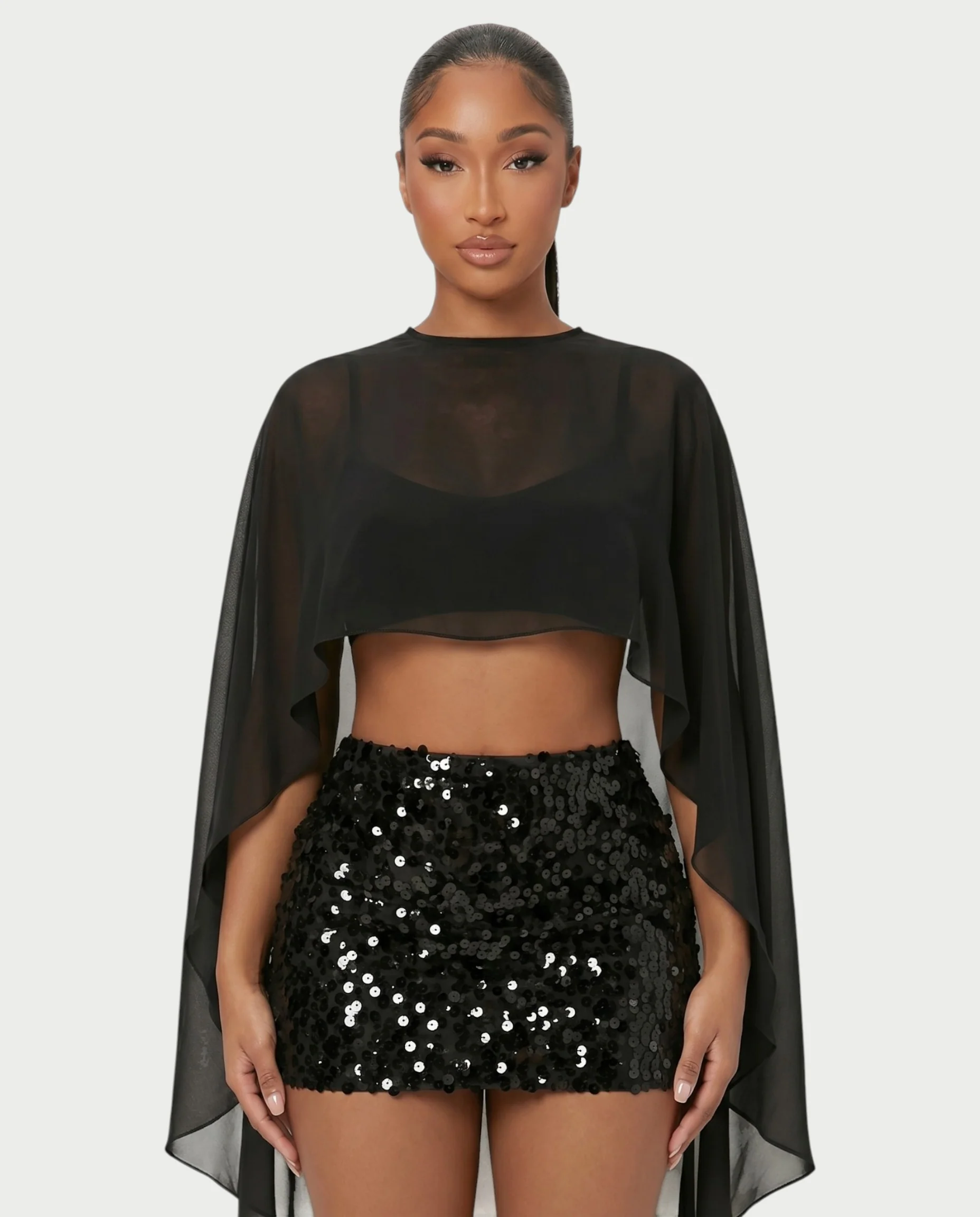 HARIMA Flowy Sheer Cape Top - Image 9