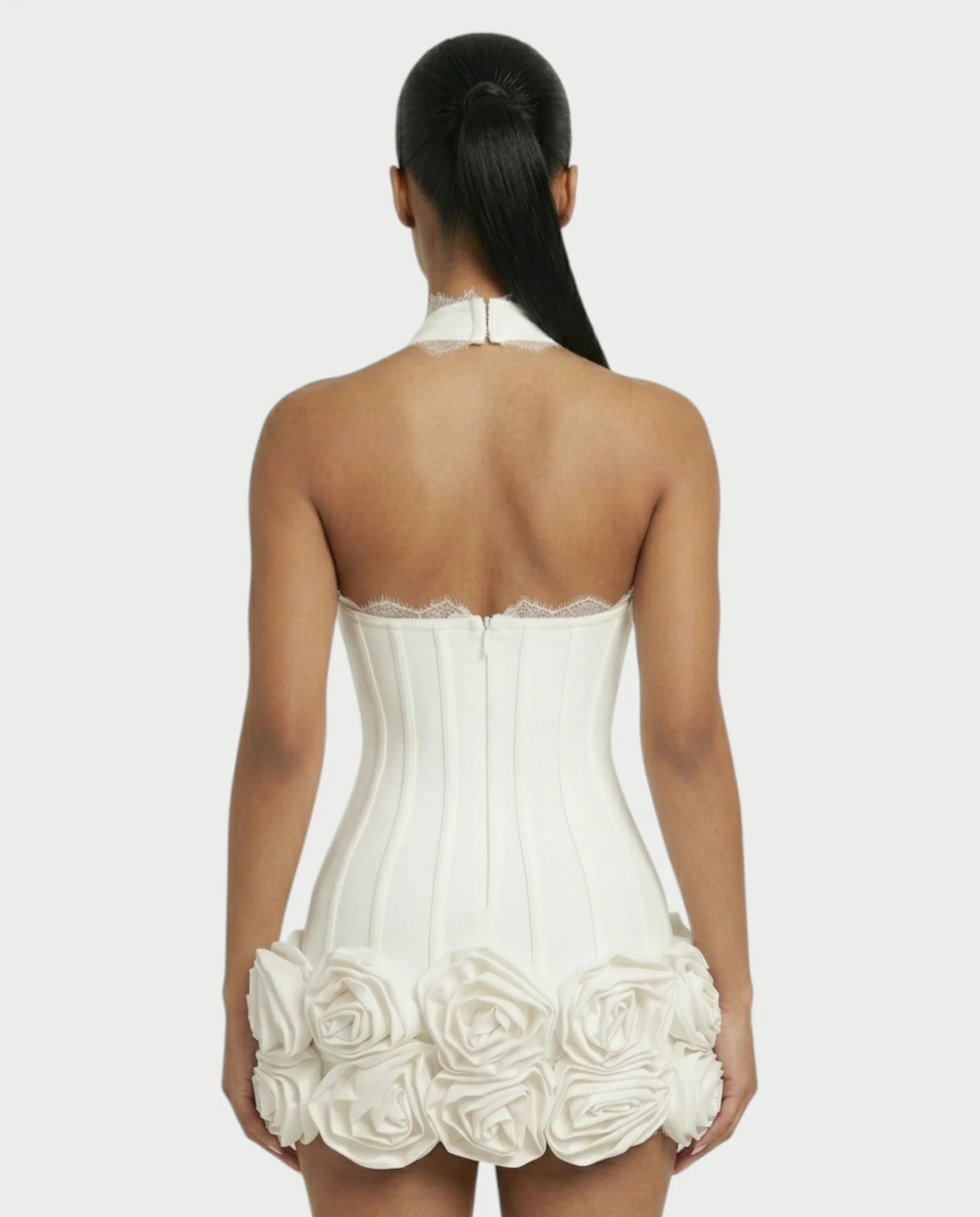 HASELY Rose Appliqué Halter Corset Mini Dress - Image 15