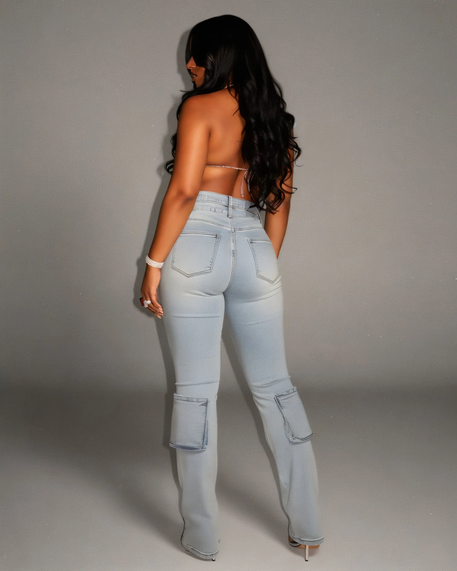 HAZE Denim Criss-Cross Waistband Cargo Pants - Image 4