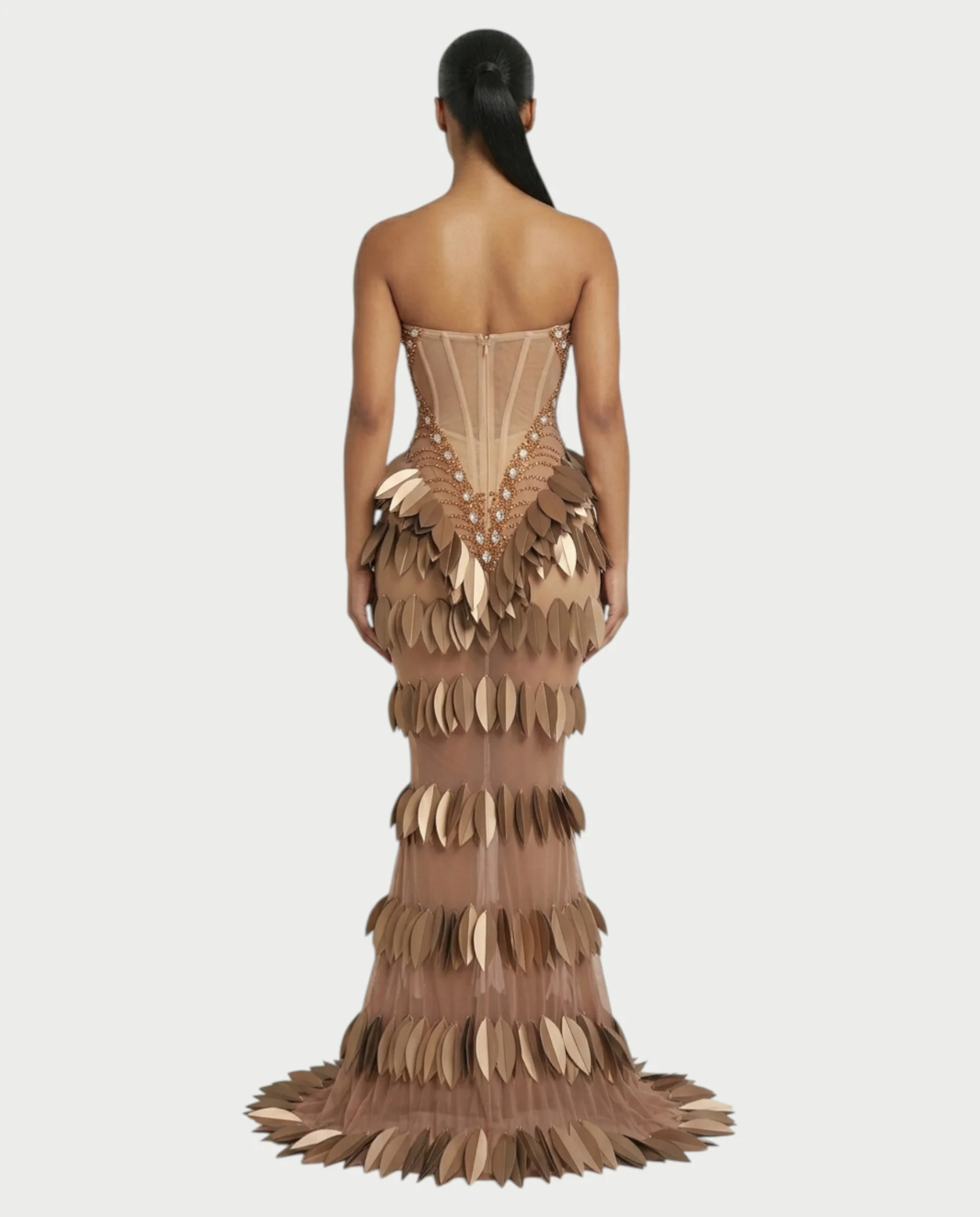 HELIA Golden Leaf Diamond Maxi Dress - Image 2