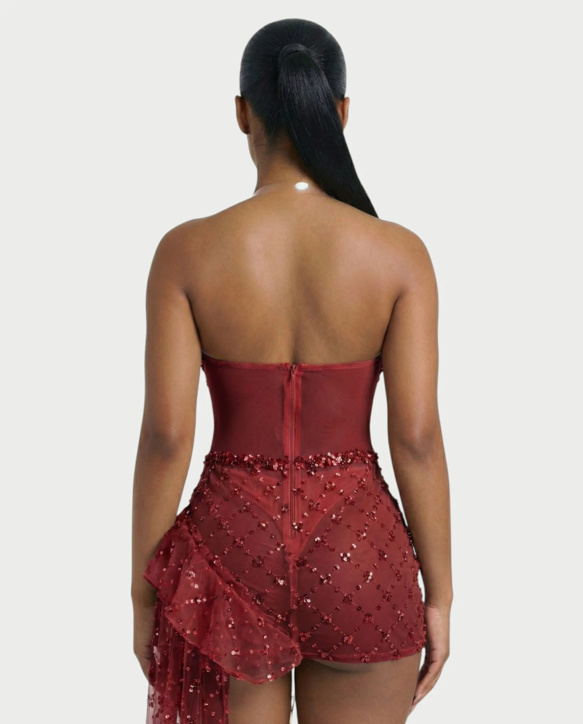 HESUYA Side Tulle Sequin Mini Dress - Image 10