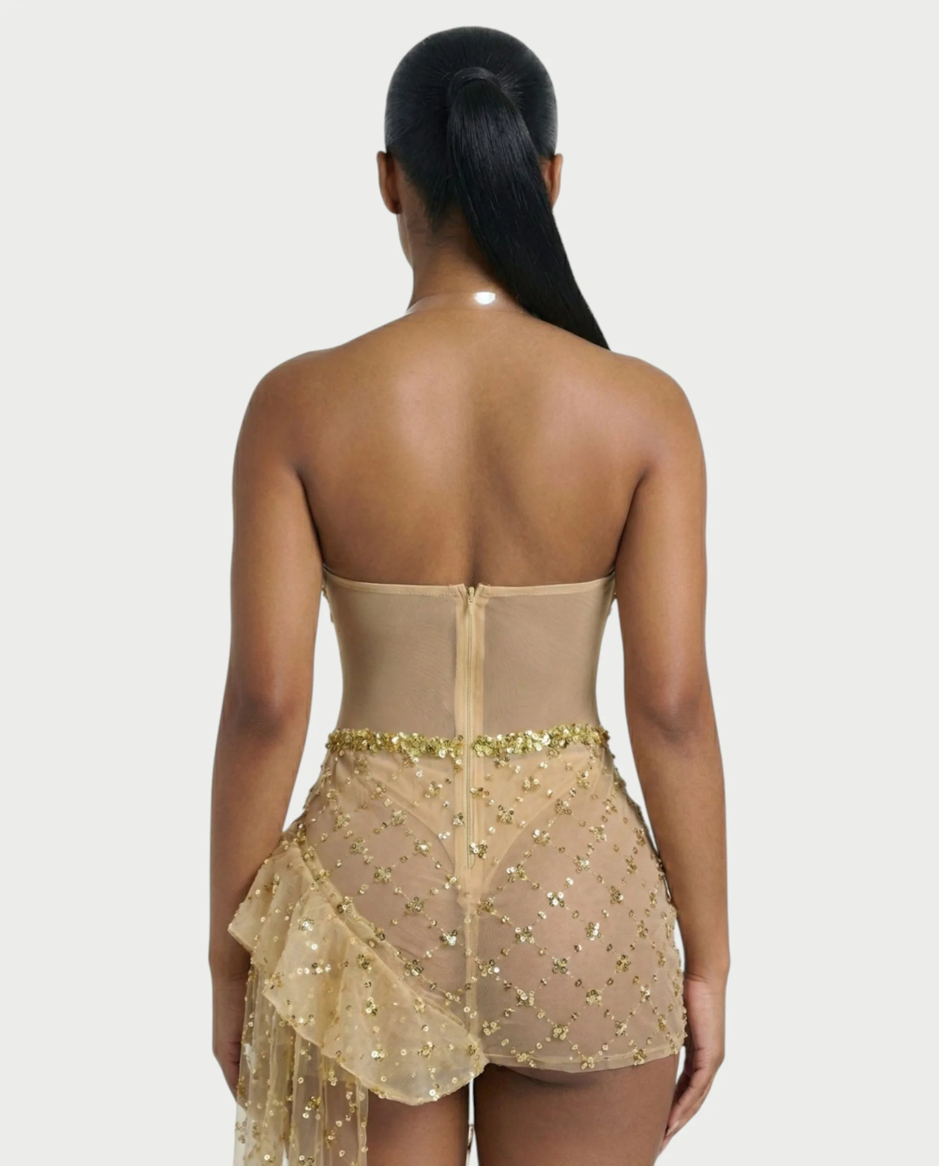 HESUYA Side Tulle Sequin Mini Dress - Image 5