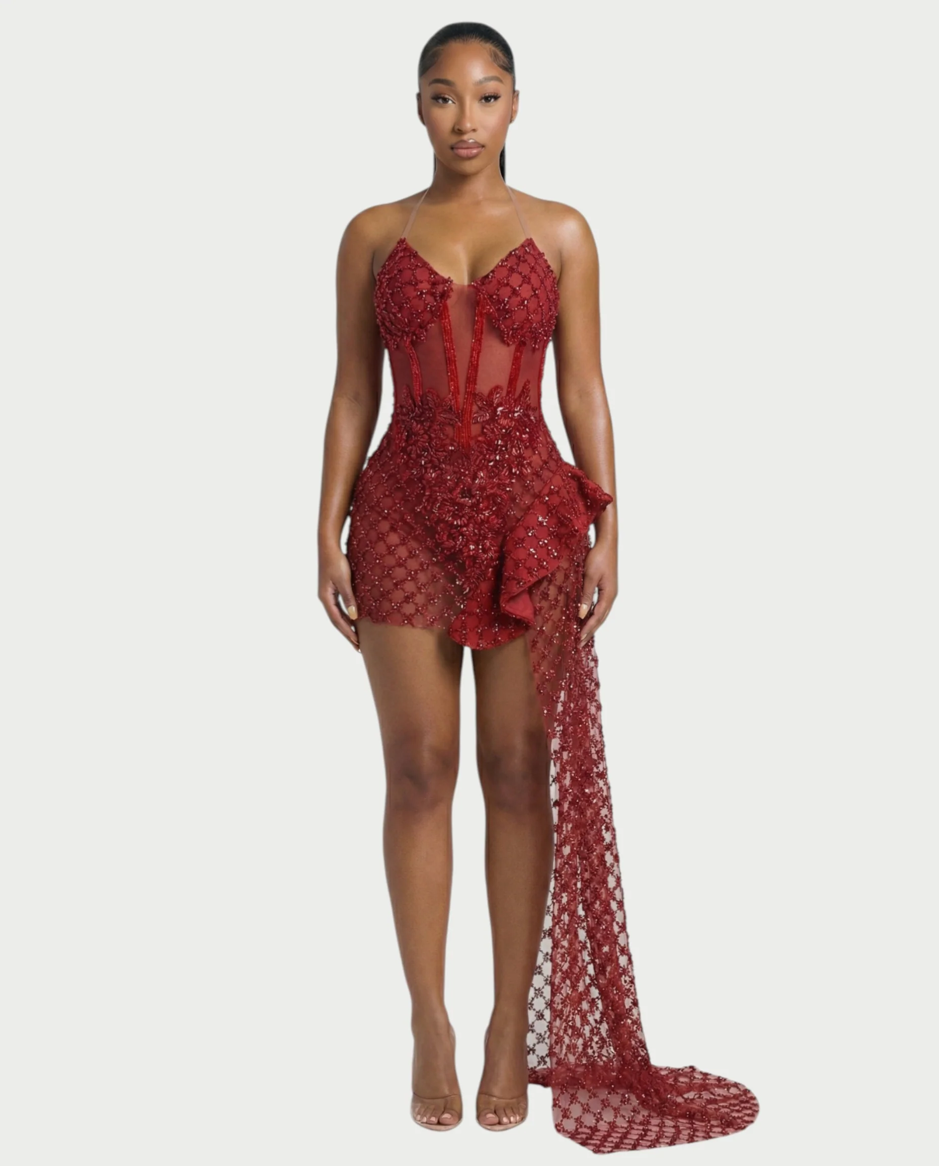 HESUYA Side Tulle Sequin Mini Dress - Image 6