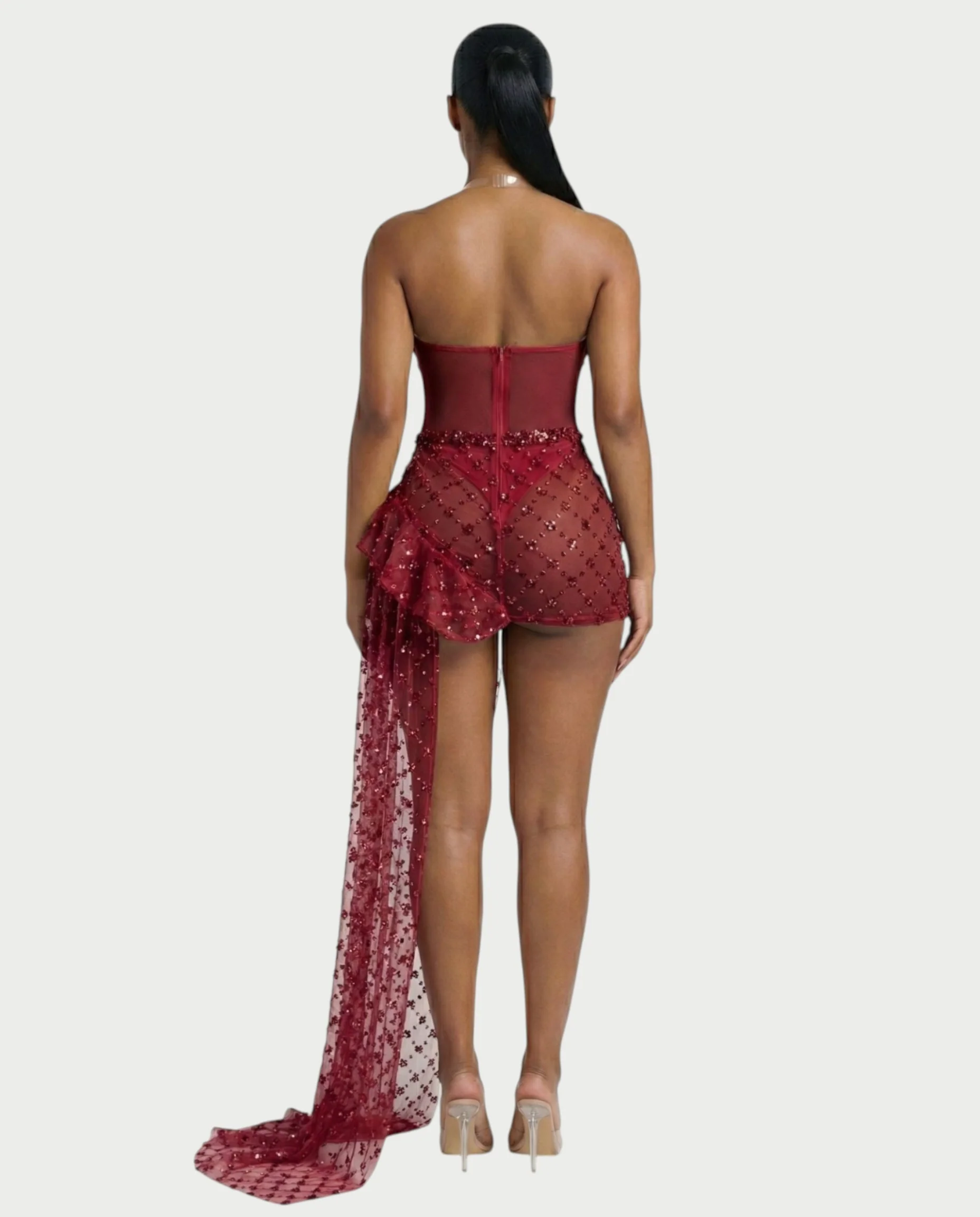 HESUYA Side Tulle Sequin Mini Dress - Image 7
