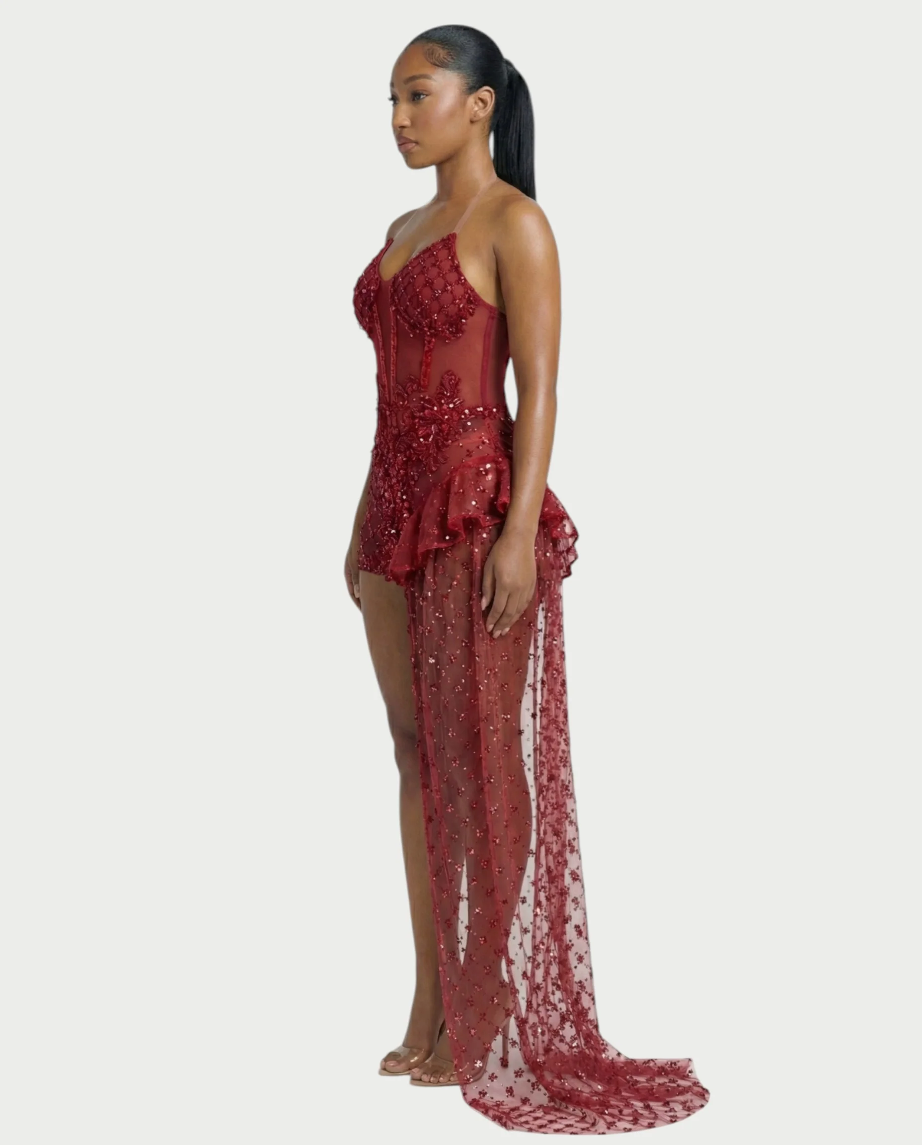 HESUYA Side Tulle Sequin Mini Dress - Image 8