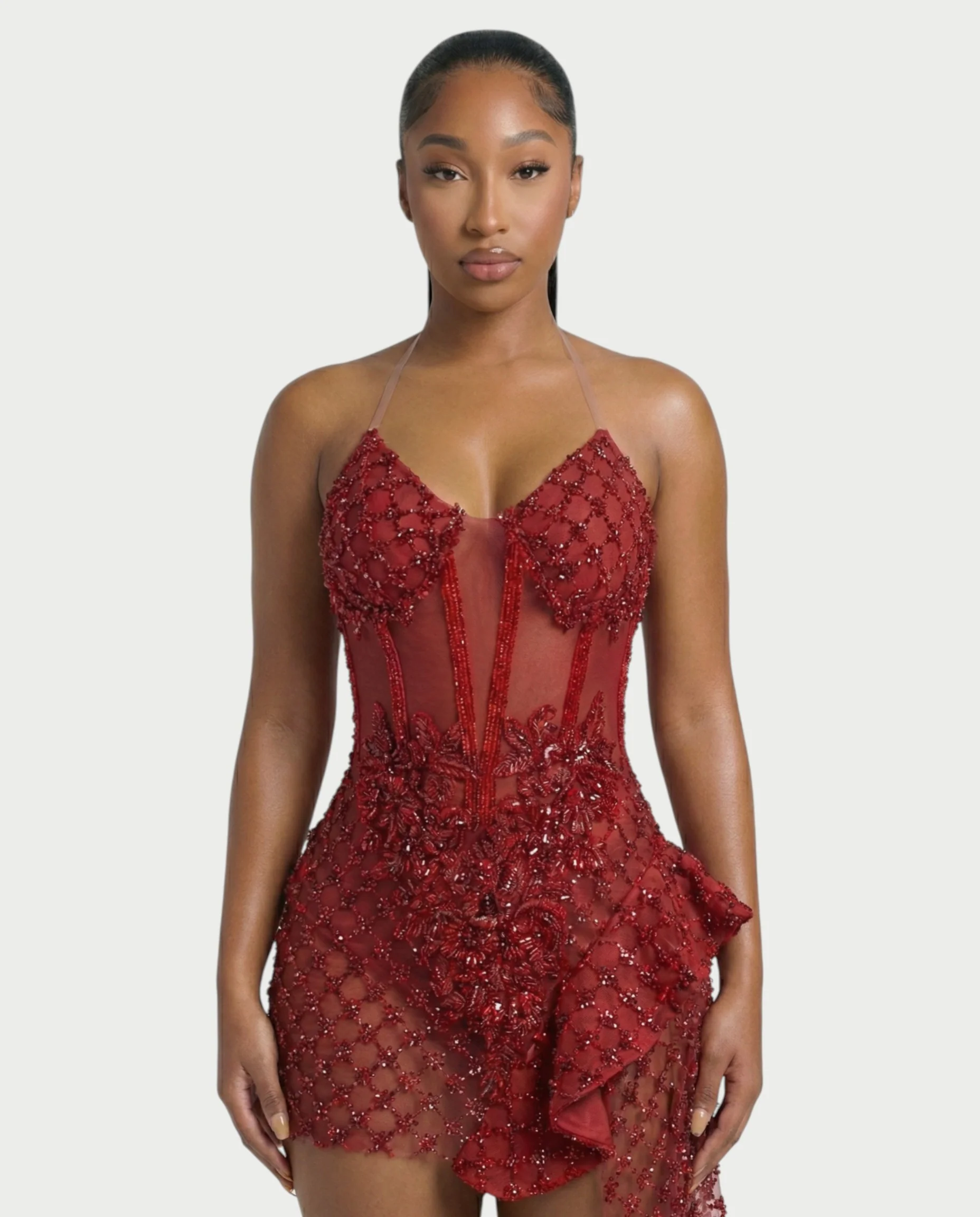 HESUYA Side Tulle Sequin Mini Dress - Image 9