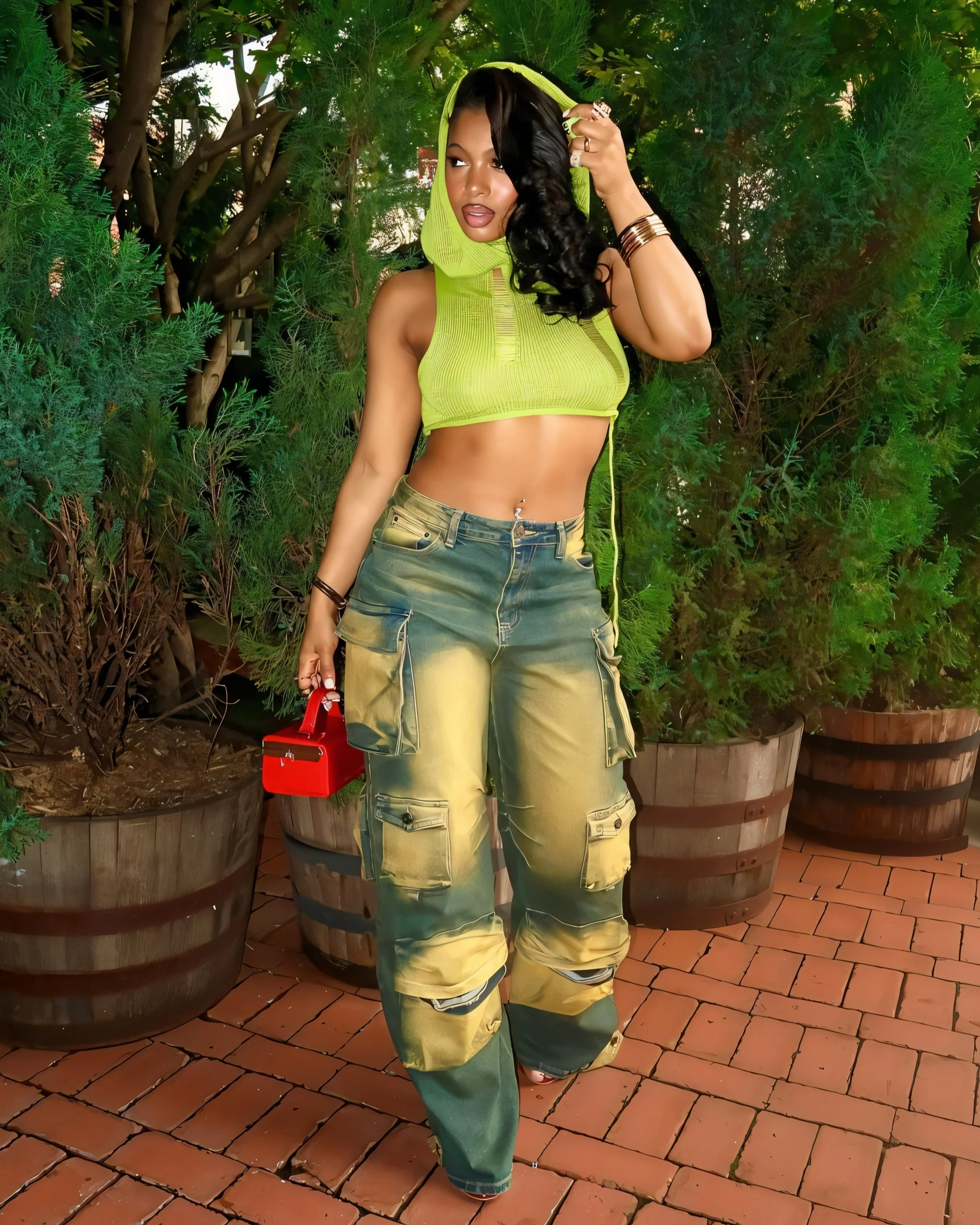 HINATA Denim Oversized Cargo Pants - Image 3