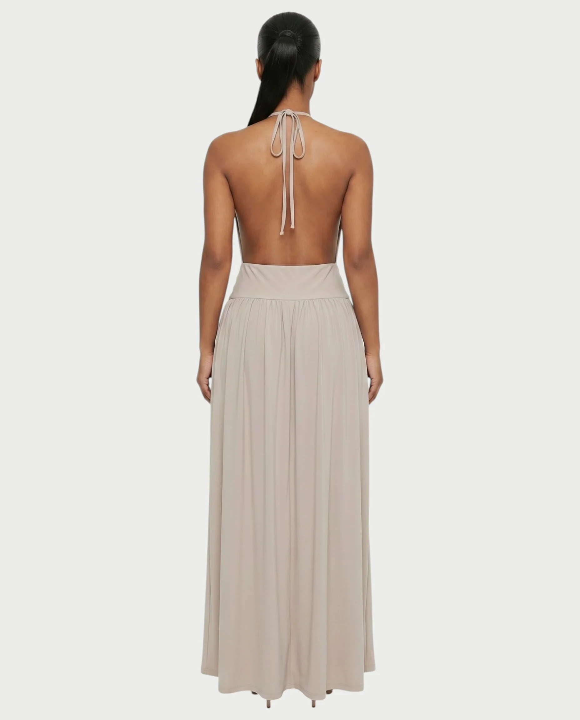 HINAYA Backless Halter High Slit Maxi Dress - Image 2