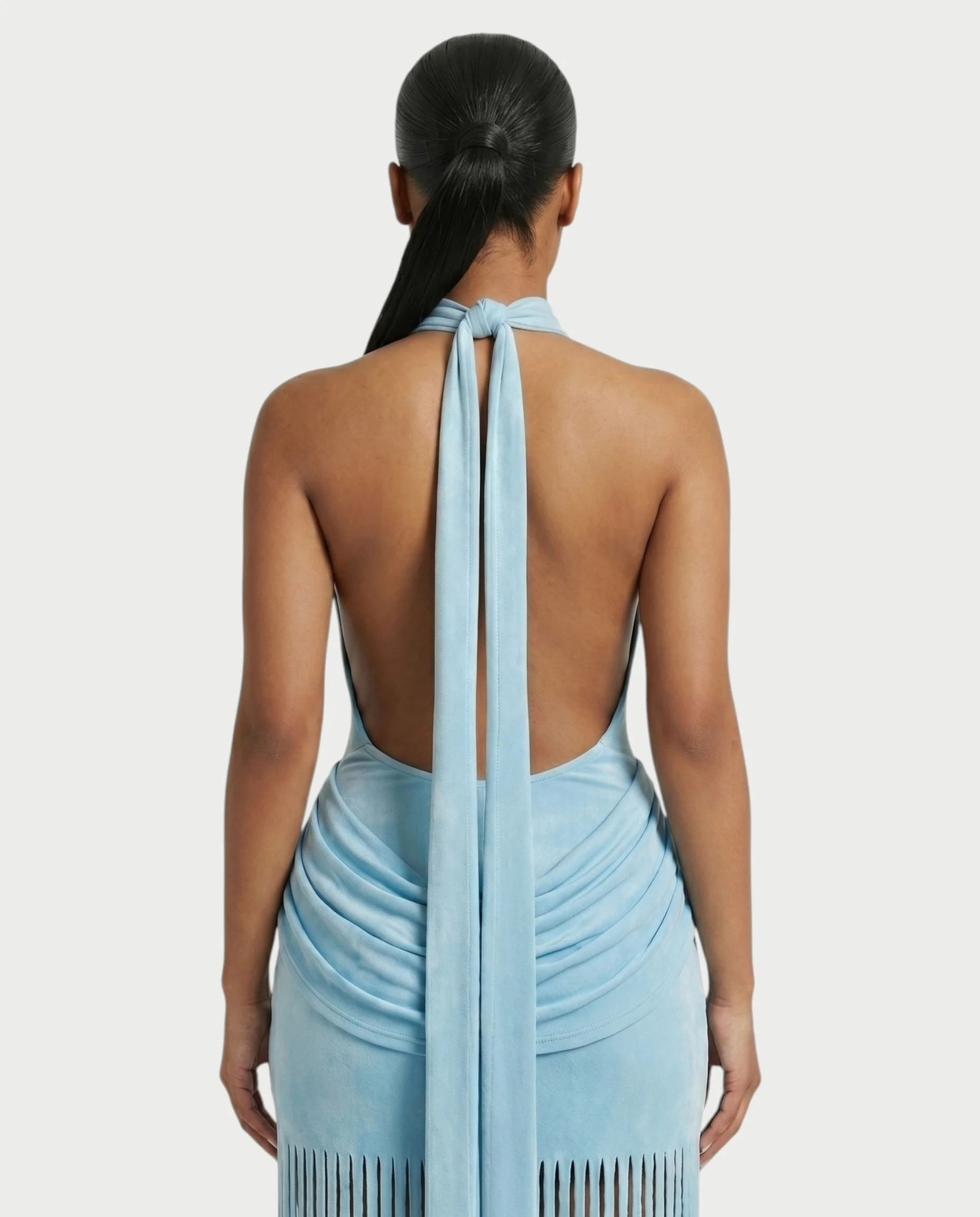 HIRANA Halter Neck Draped Fringe Maxi Dress - Image 5