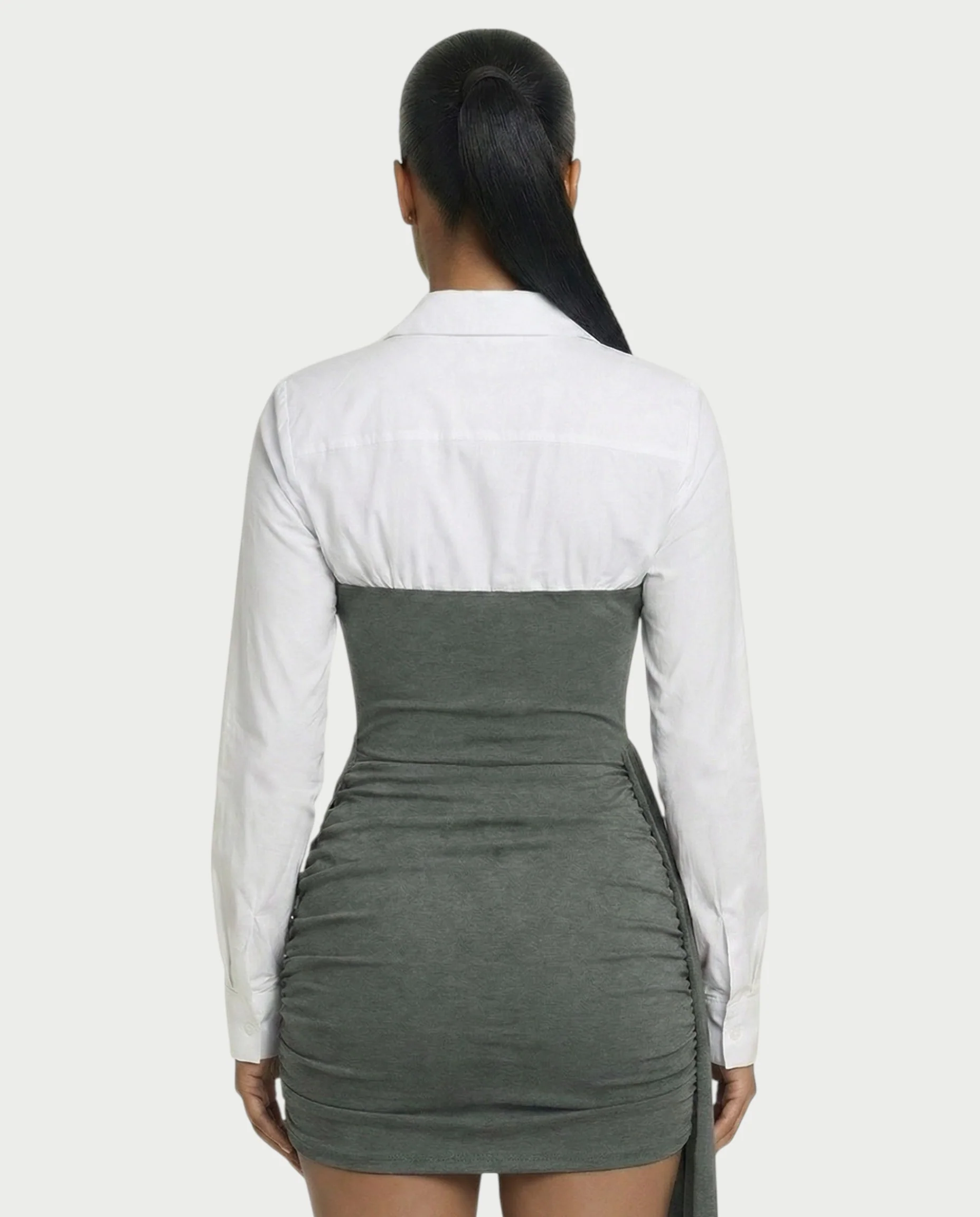 HOLLIS Two-Tone Side Drape Mini Dress - Image 10