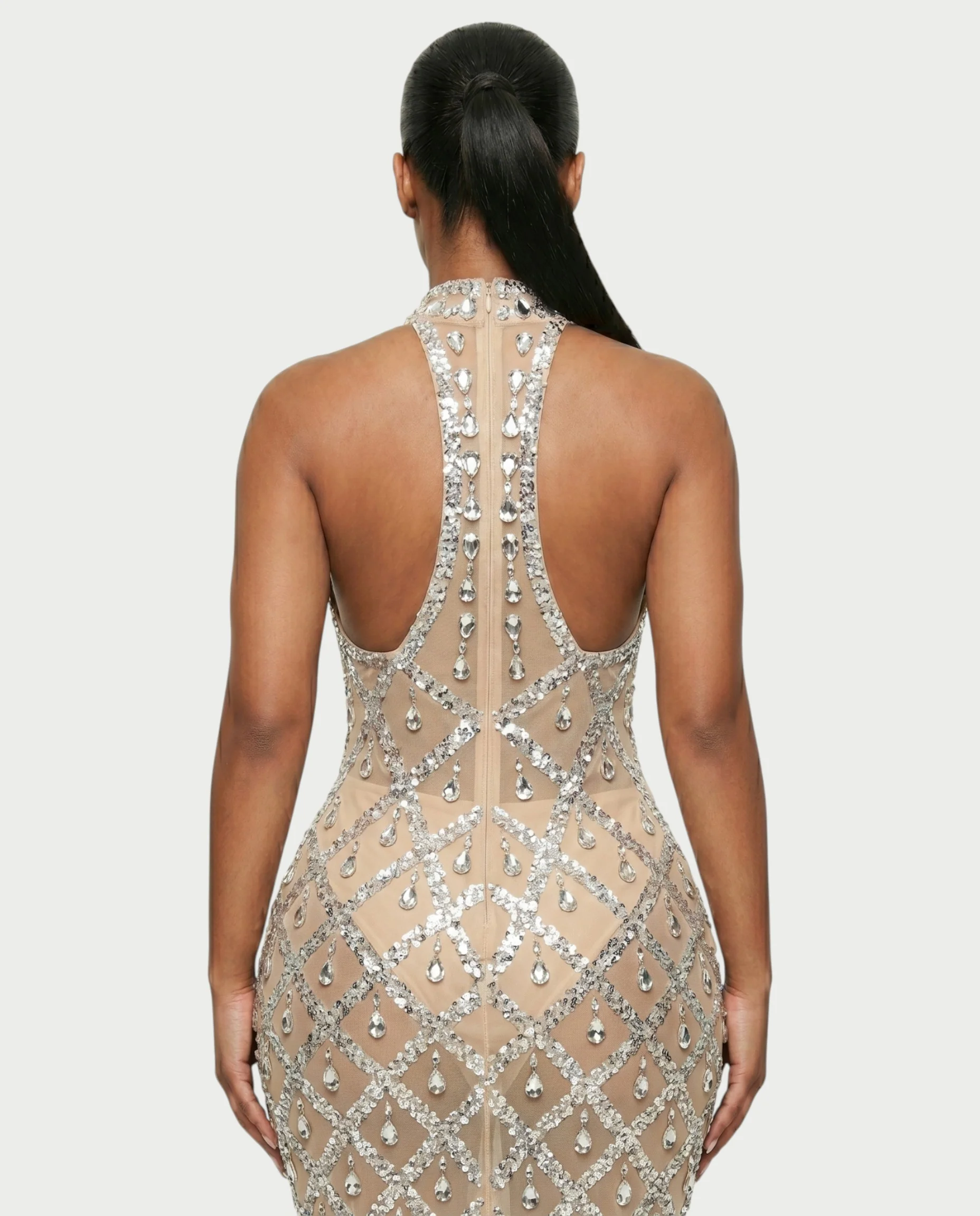 HOPE High Neck Tear Drop Rhinestone Maxi Dress - Image 10