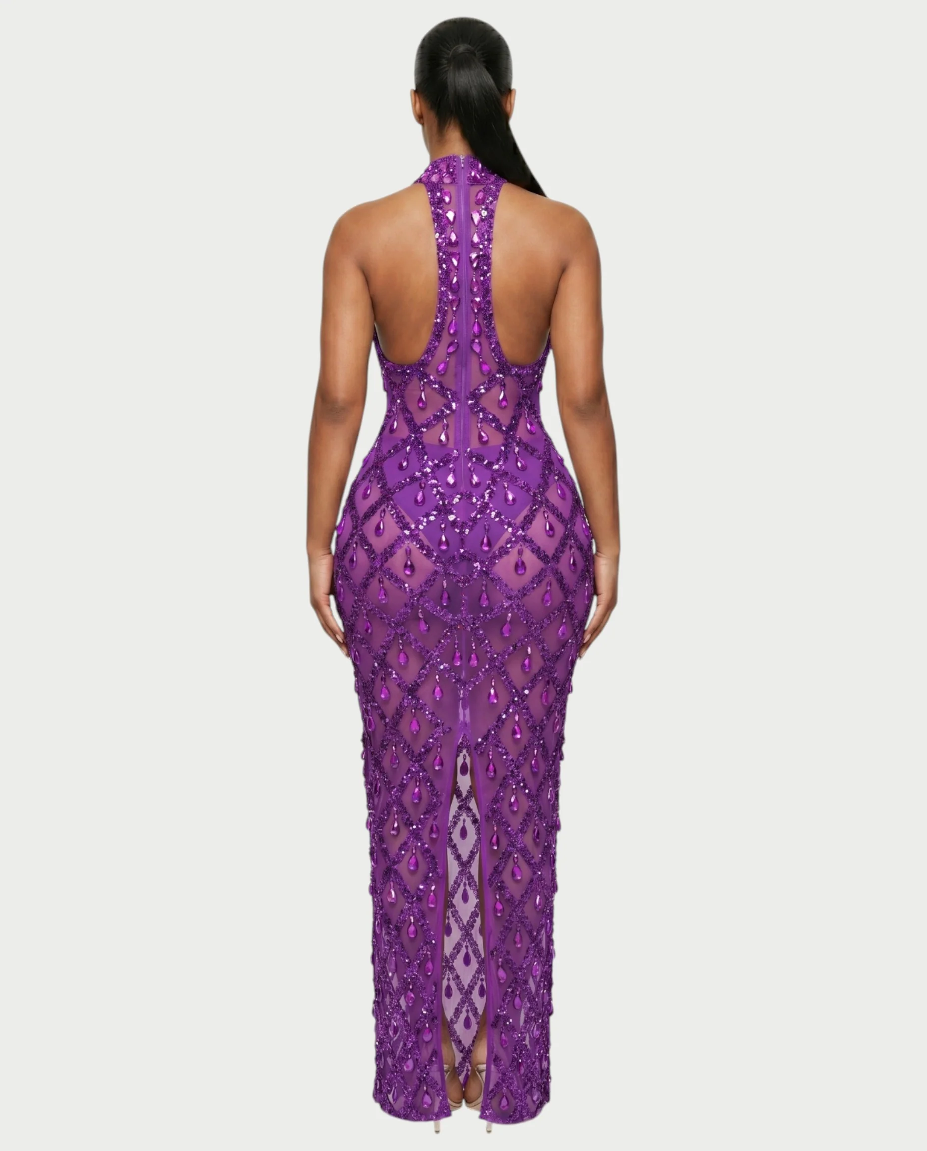 HOPE High Neck Tear Drop Rhinestone Maxi Dress - Image 12