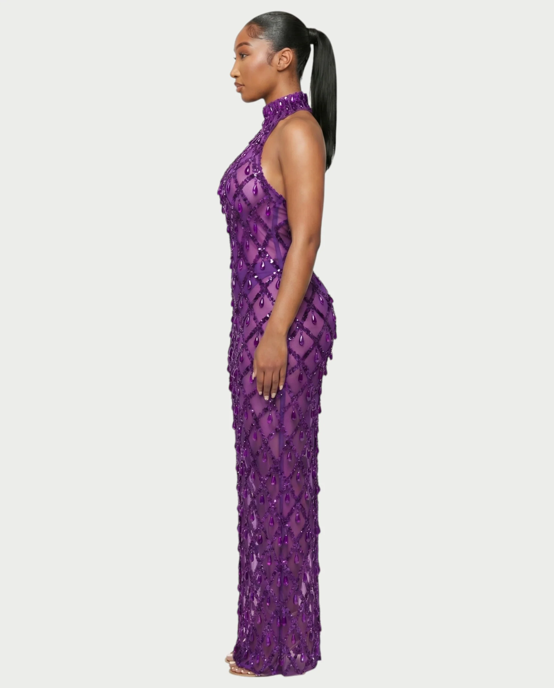 HOPE High Neck Tear Drop Rhinestone Maxi Dress - Image 13