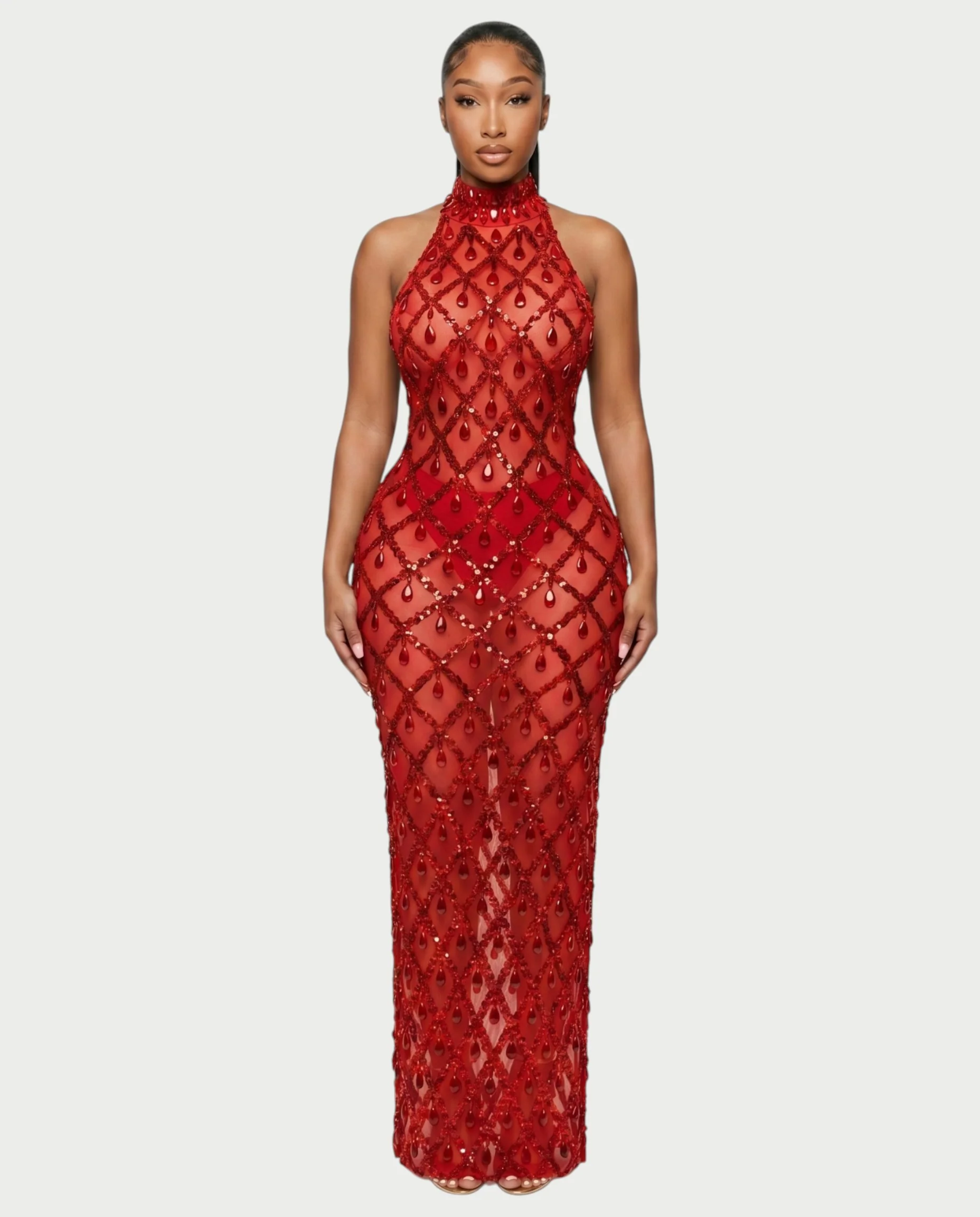 HOPE High Neck Tear Drop Rhinestone Maxi Dress - Image 16
