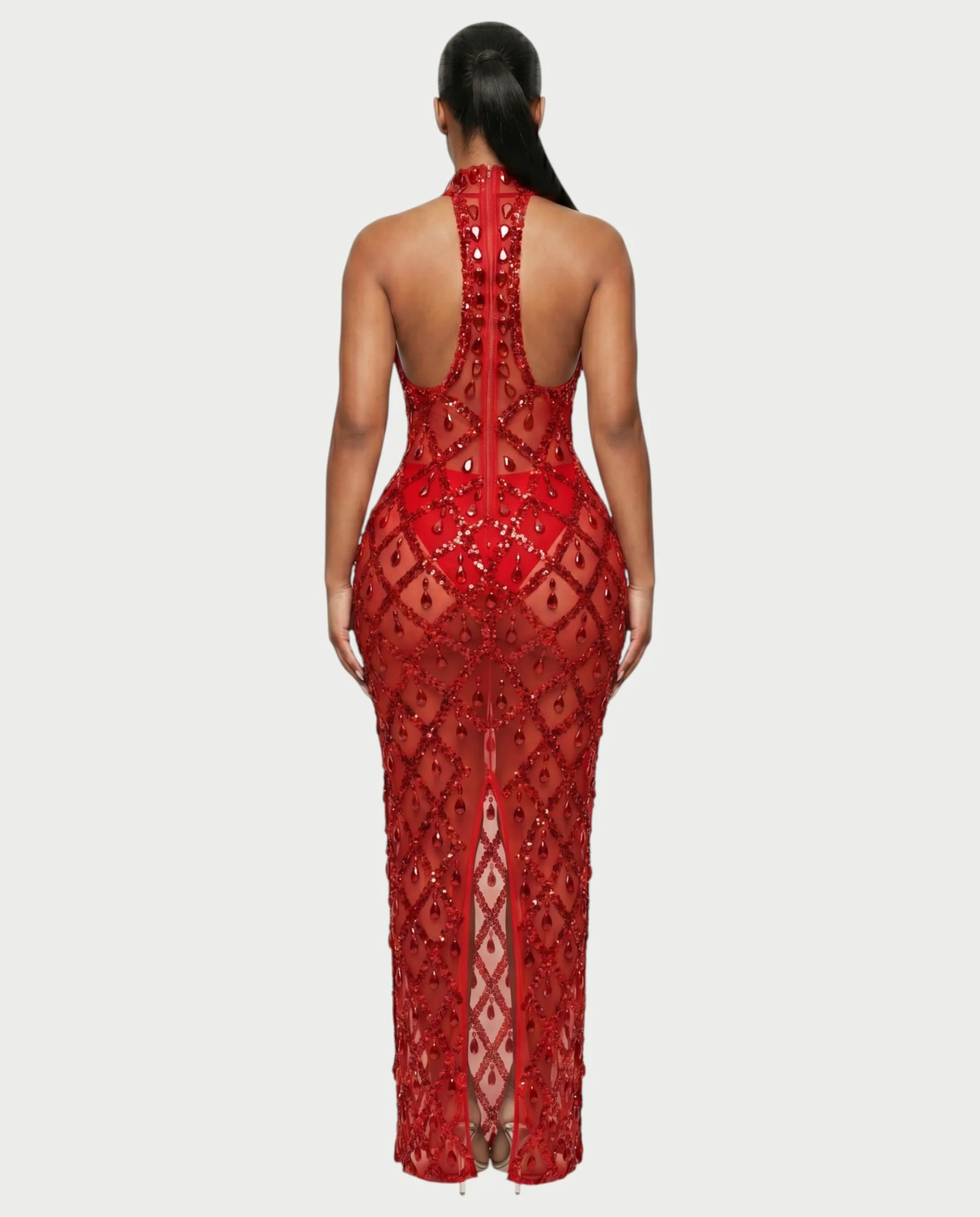 HOPE High Neck Tear Drop Rhinestone Maxi Dress - Image 17
