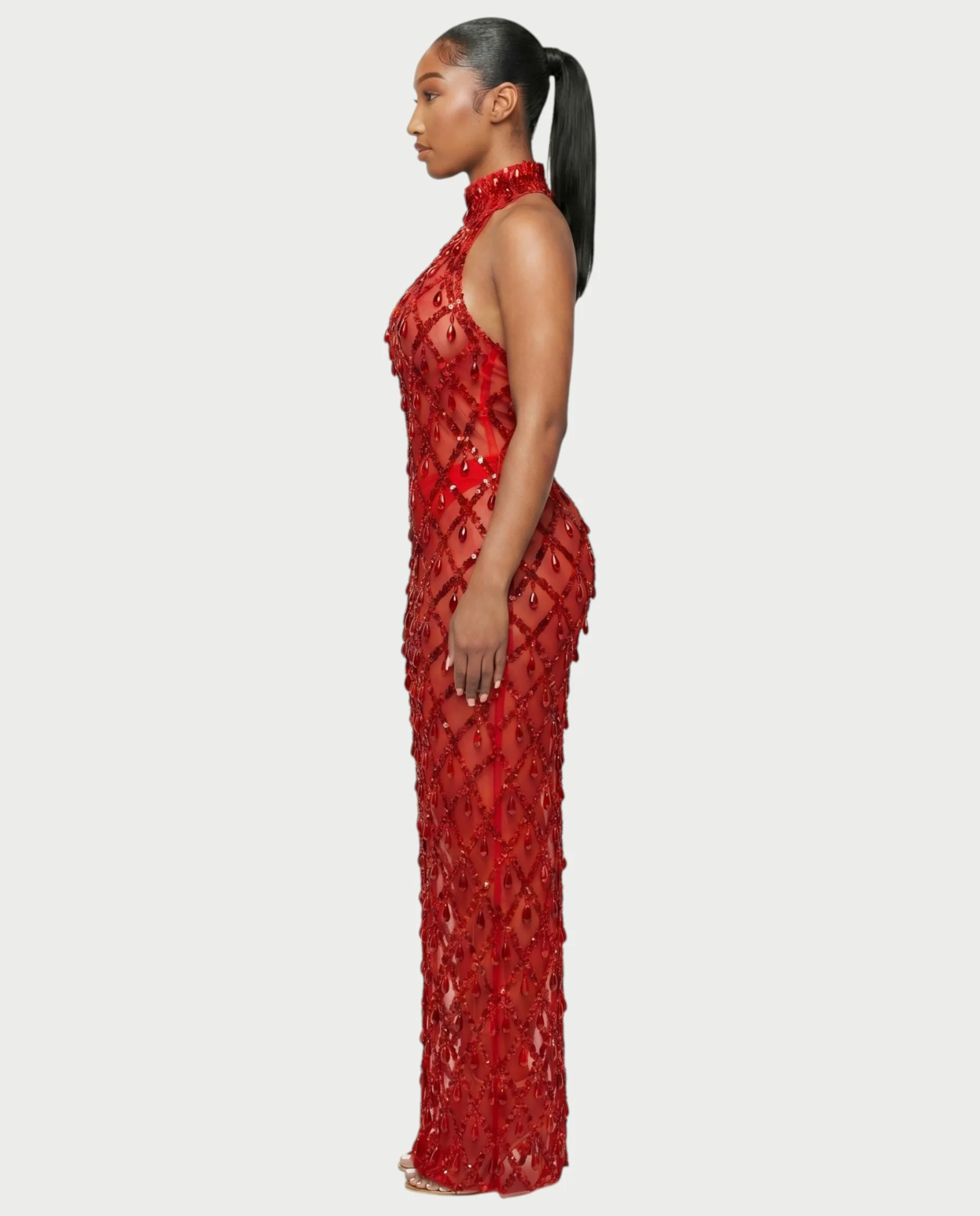 HOPE High Neck Tear Drop Rhinestone Maxi Dress - Image 18
