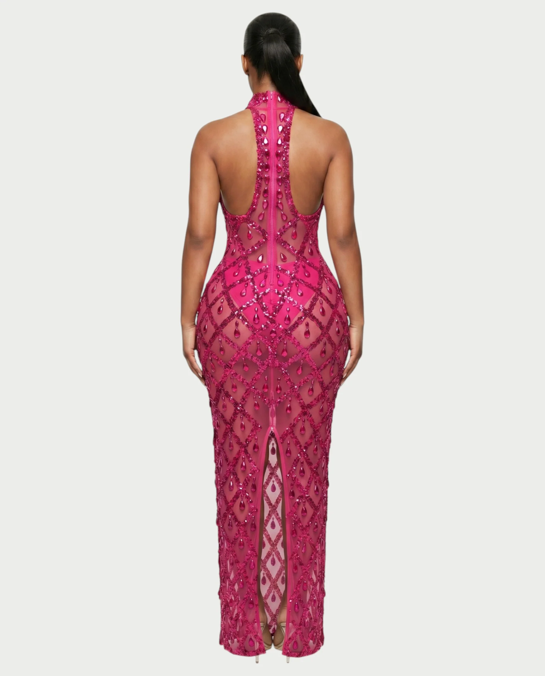 HOPE High Neck Tear Drop Rhinestone Maxi Dress - Image 22