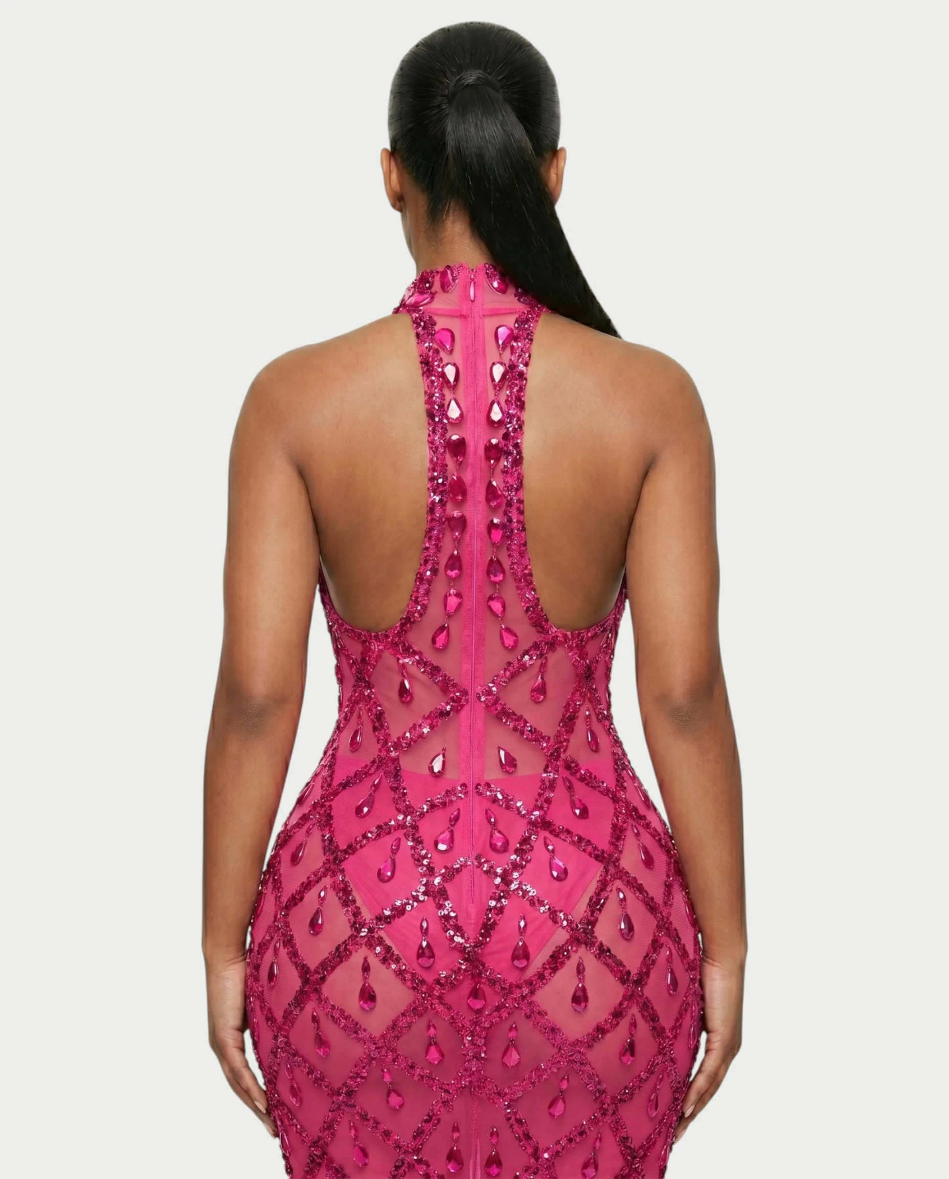 HOPE High Neck Tear Drop Rhinestone Maxi Dress - Image 25