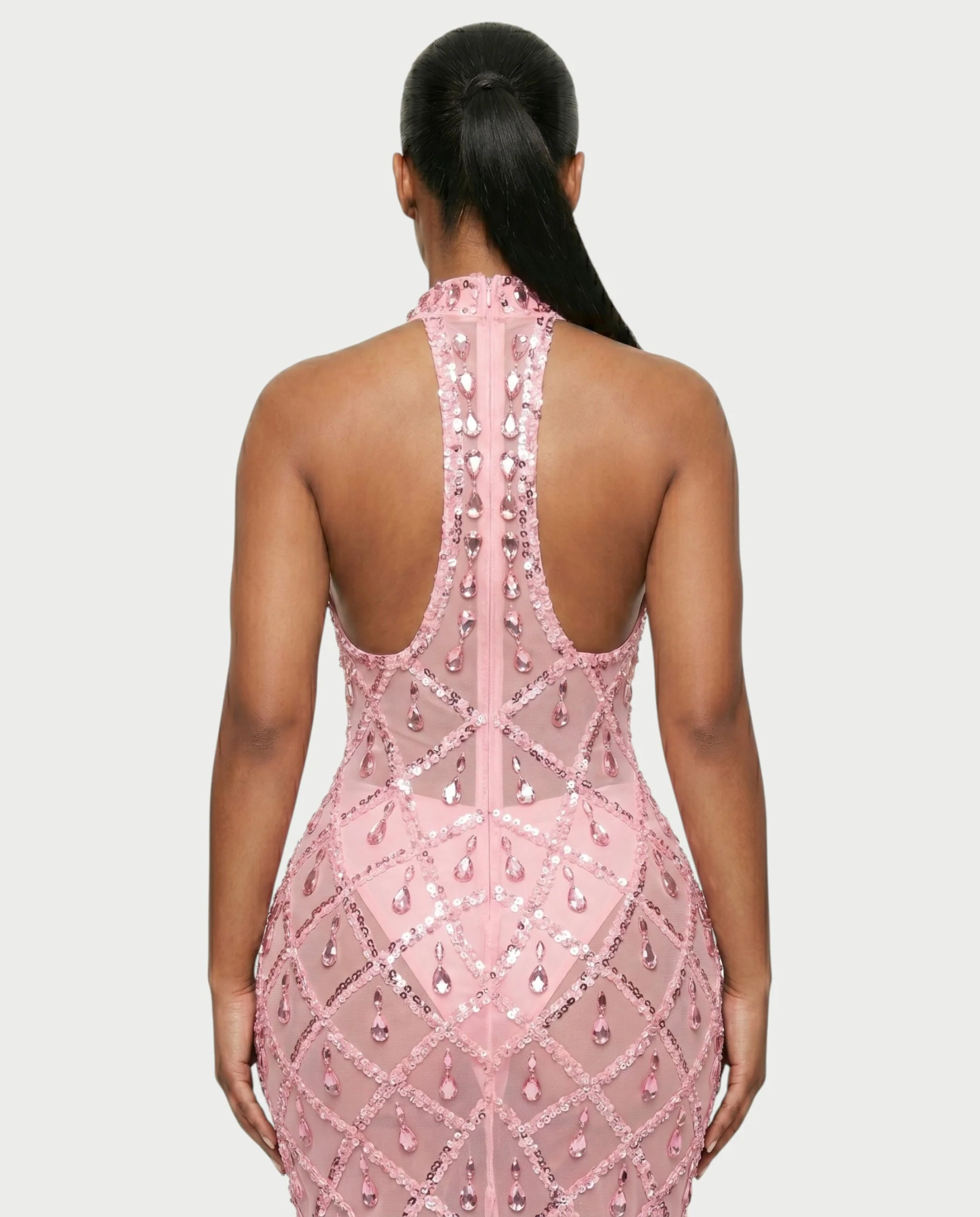 HOPE High Neck Tear Drop Rhinestone Maxi Dress - Image 30