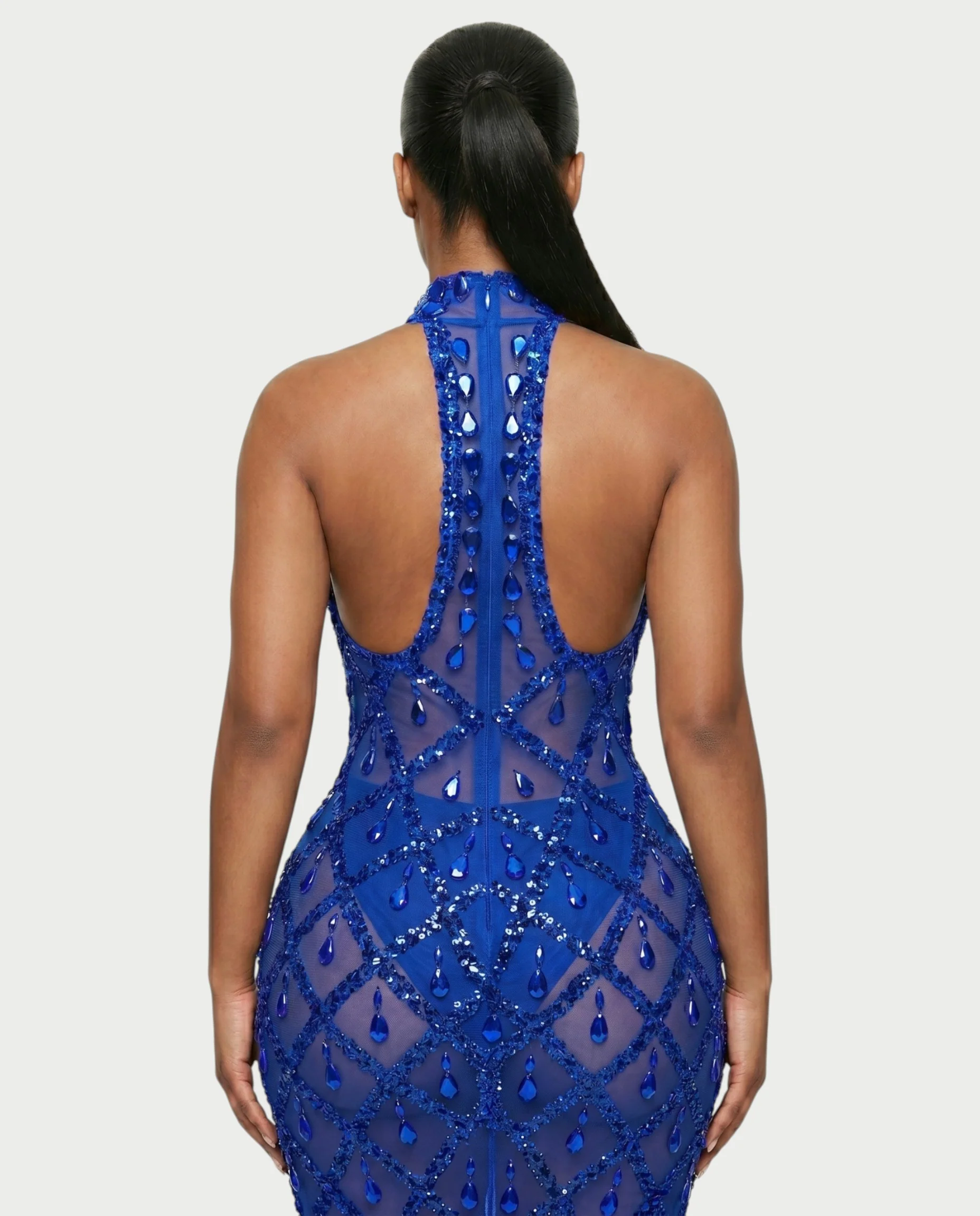HOPE High Neck Tear Drop Rhinestone Maxi Dress - Image 35