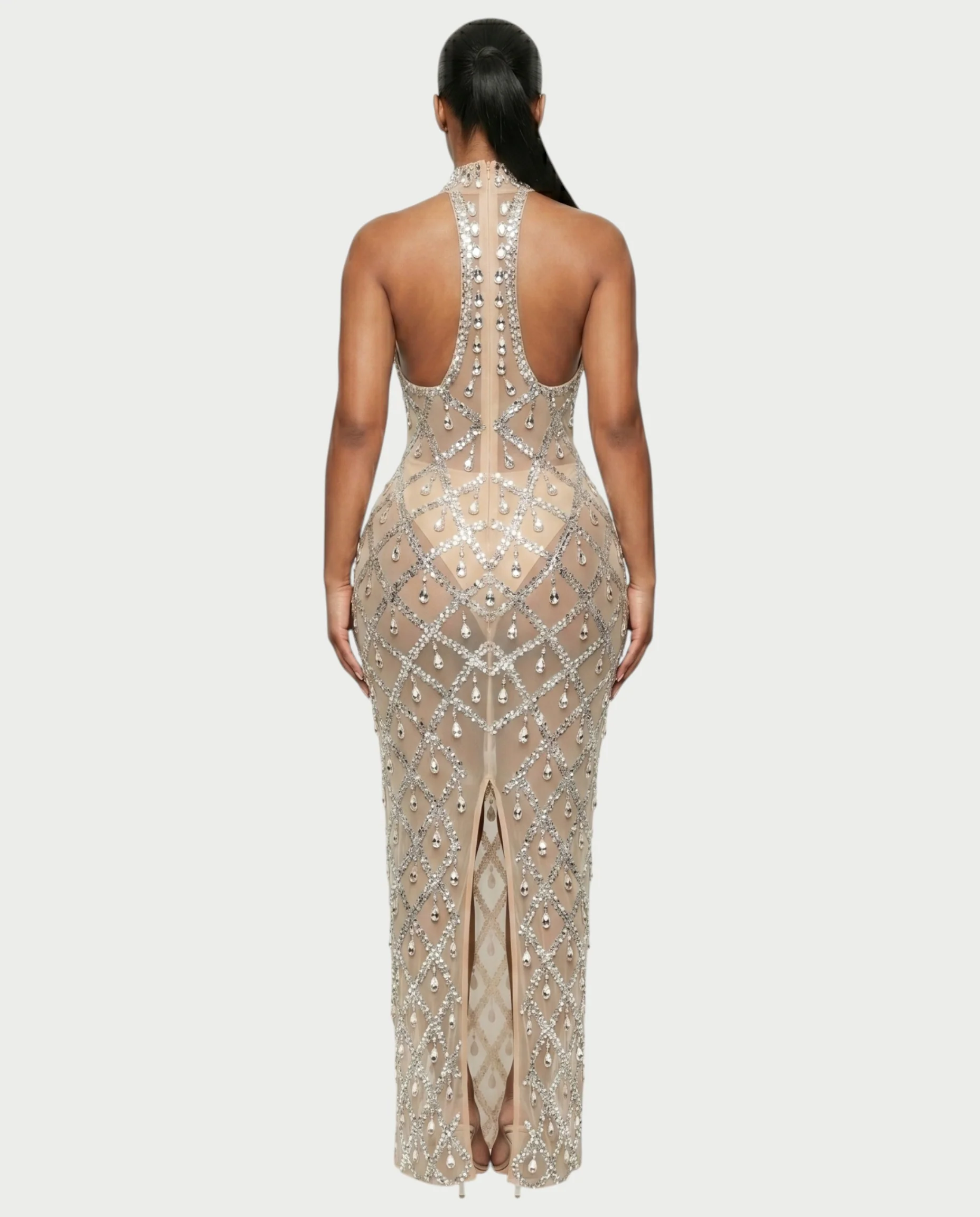HOPE High Neck Tear Drop Rhinestone Maxi Dress - Image 7