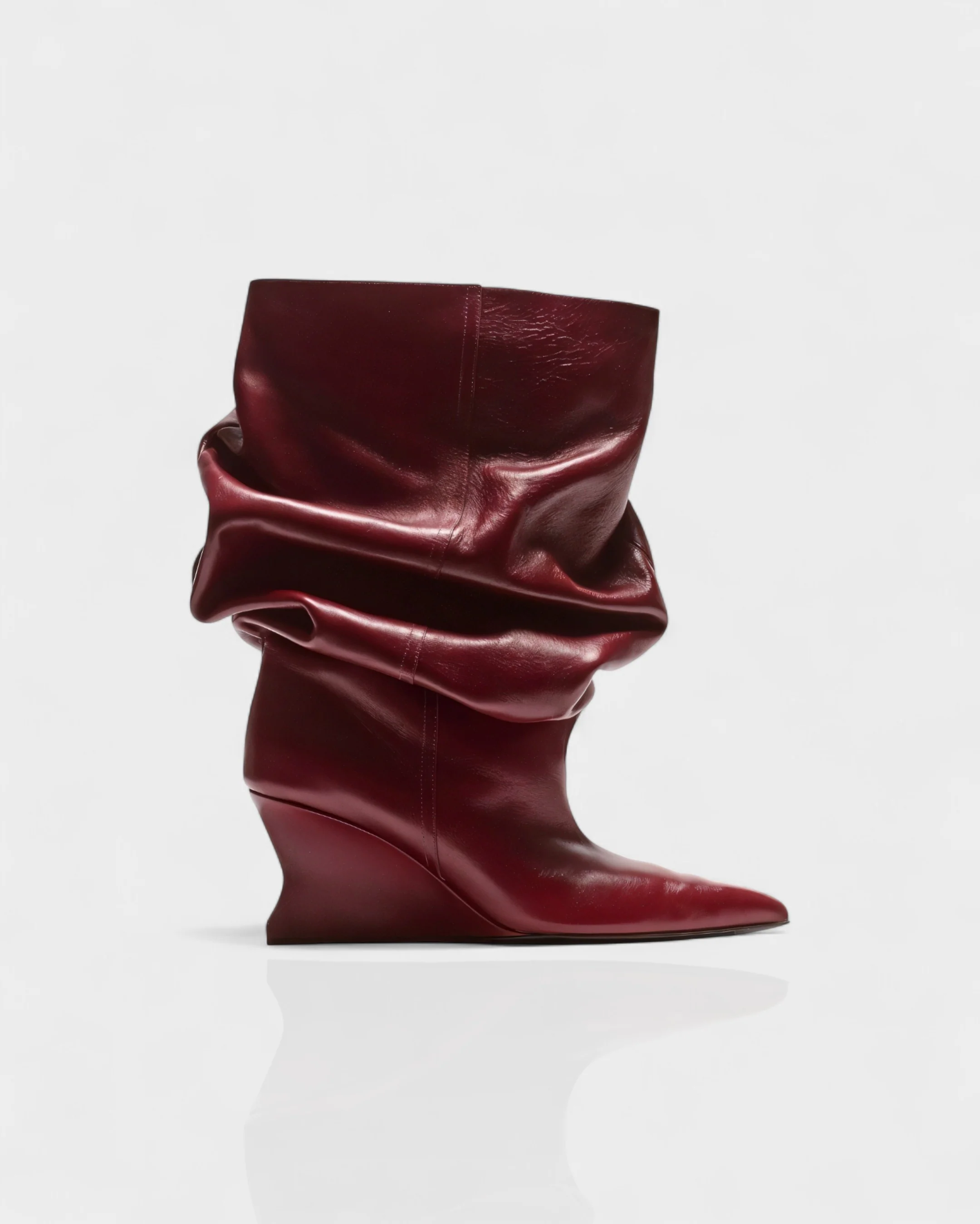 IRELLE Slouchy Faux Leather Pointed Wedge Heel Boots - Image 10