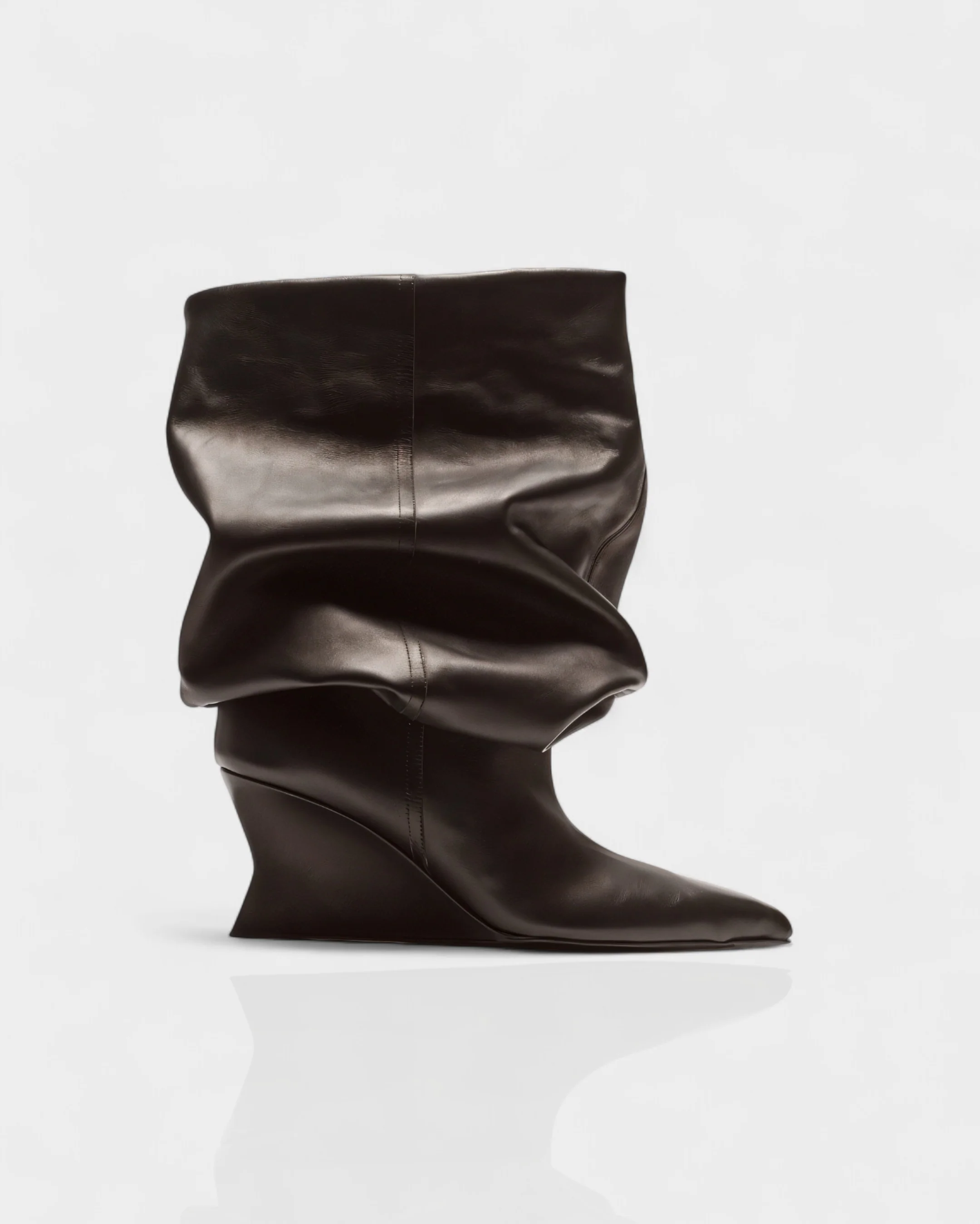 IRELLE Slouchy Faux Leather Pointed Wedge Heel Boots - Image 17