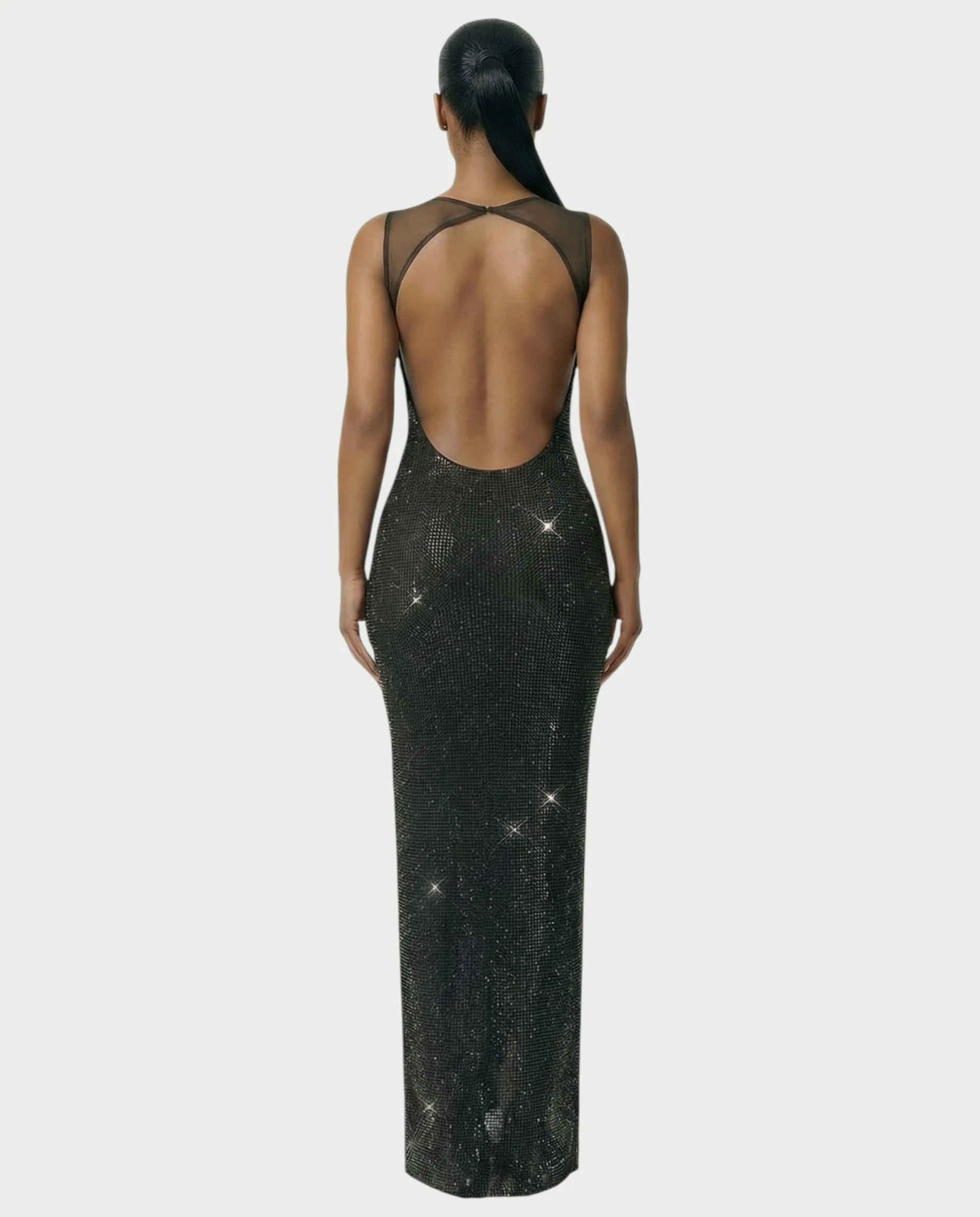 JADA Rhinestone Embelished Open-Back Maxi Dress - Image 7