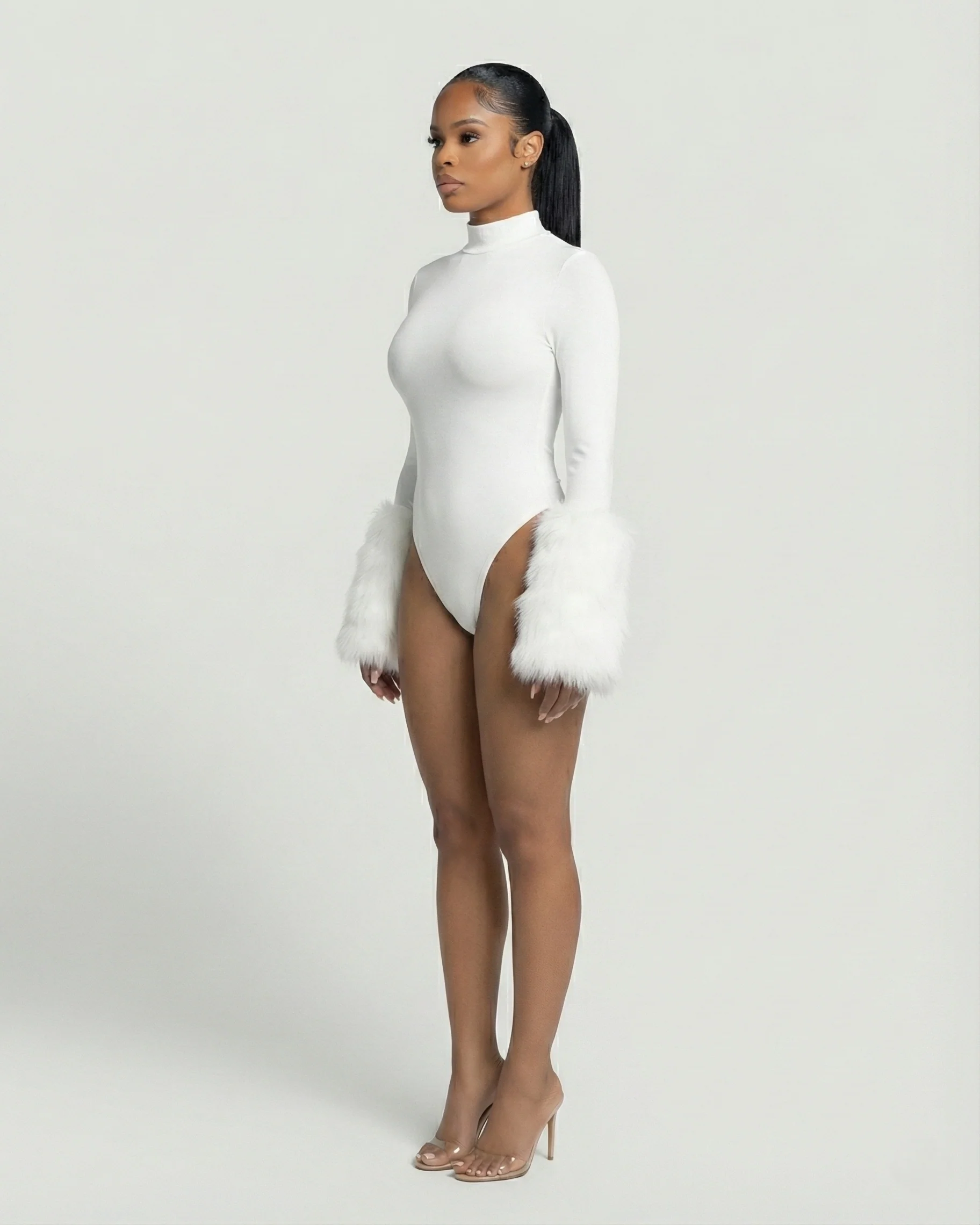 JALIYA Long-Sleeve Faux Fur Cuff Bodysuit - Image 13