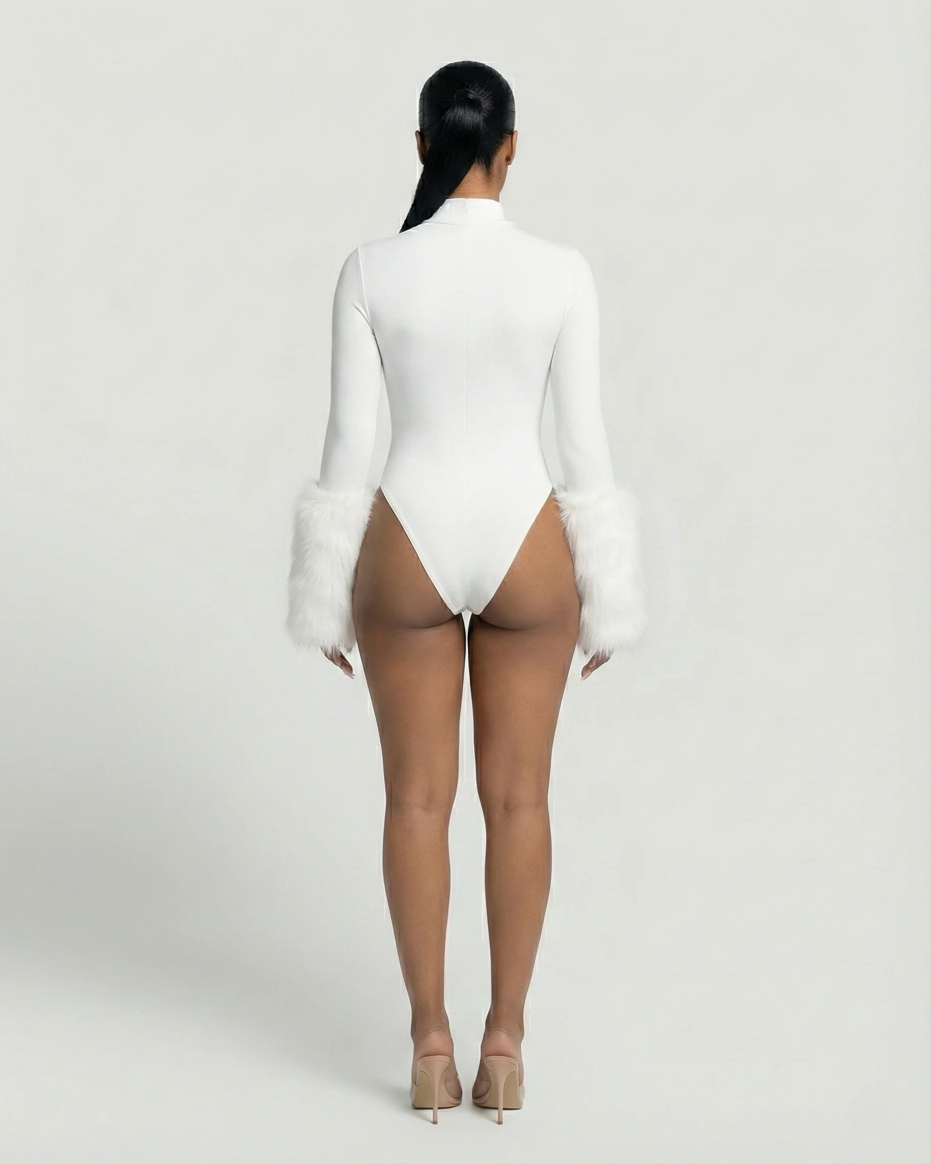 JALIYA Long-Sleeve Faux Fur Cuff Bodysuit - Image 14