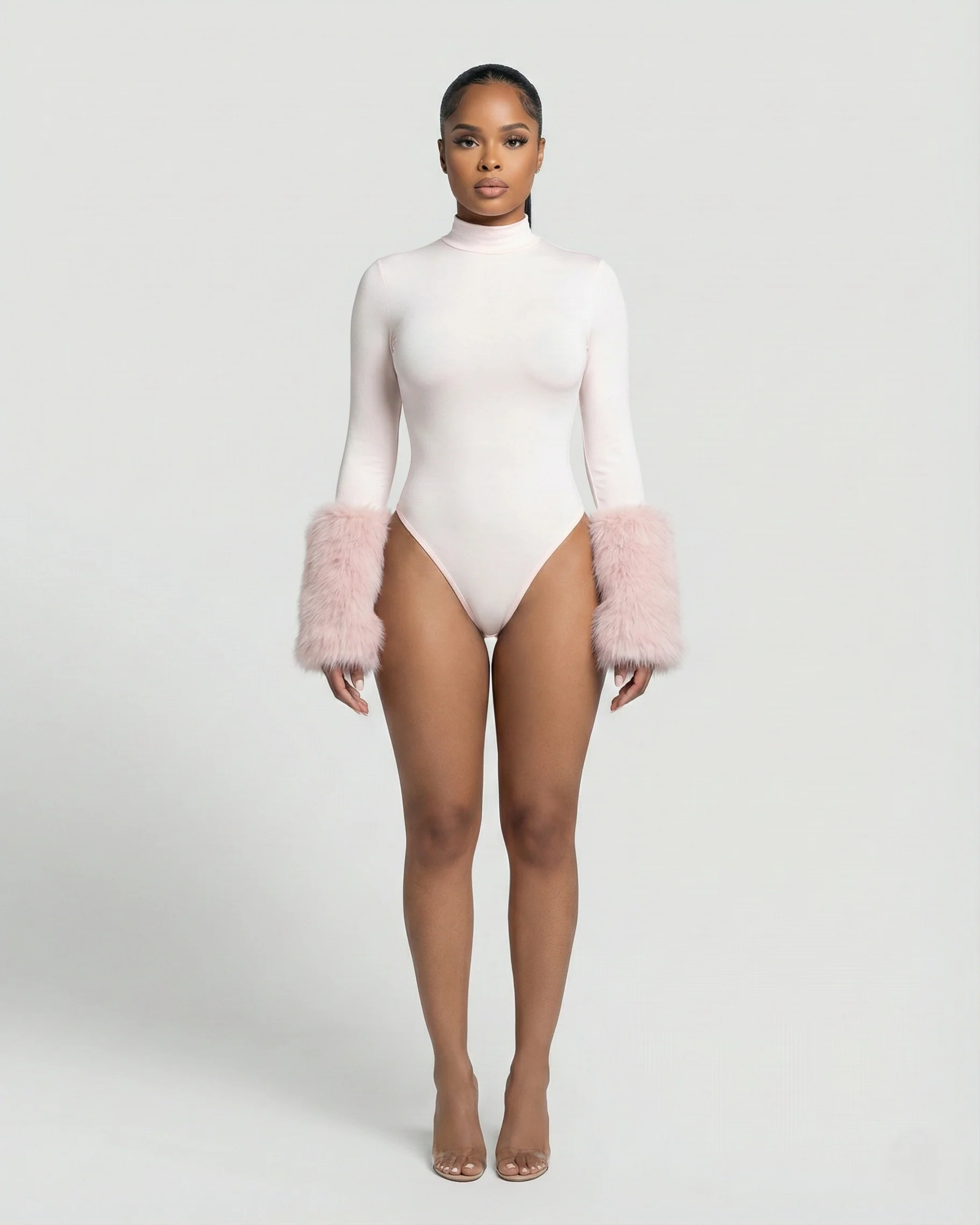 JALIYA Long-Sleeve Faux Fur Cuff Bodysuit - Image 5