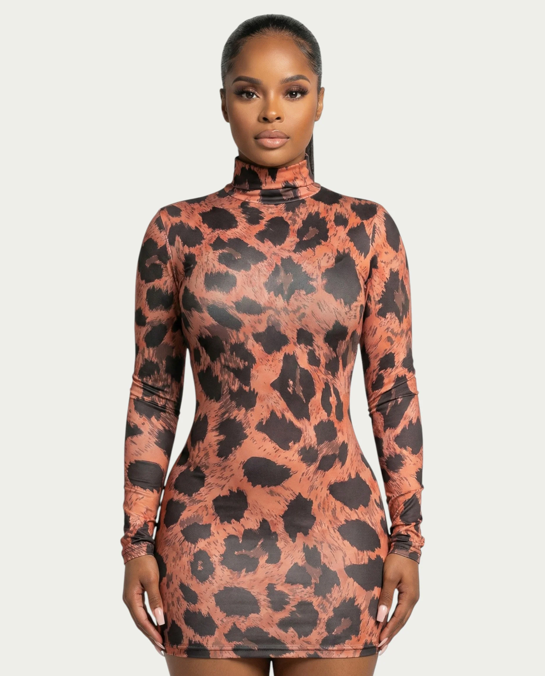 JAMILA Leopard Print Mini Bodycon Dress - Image 4