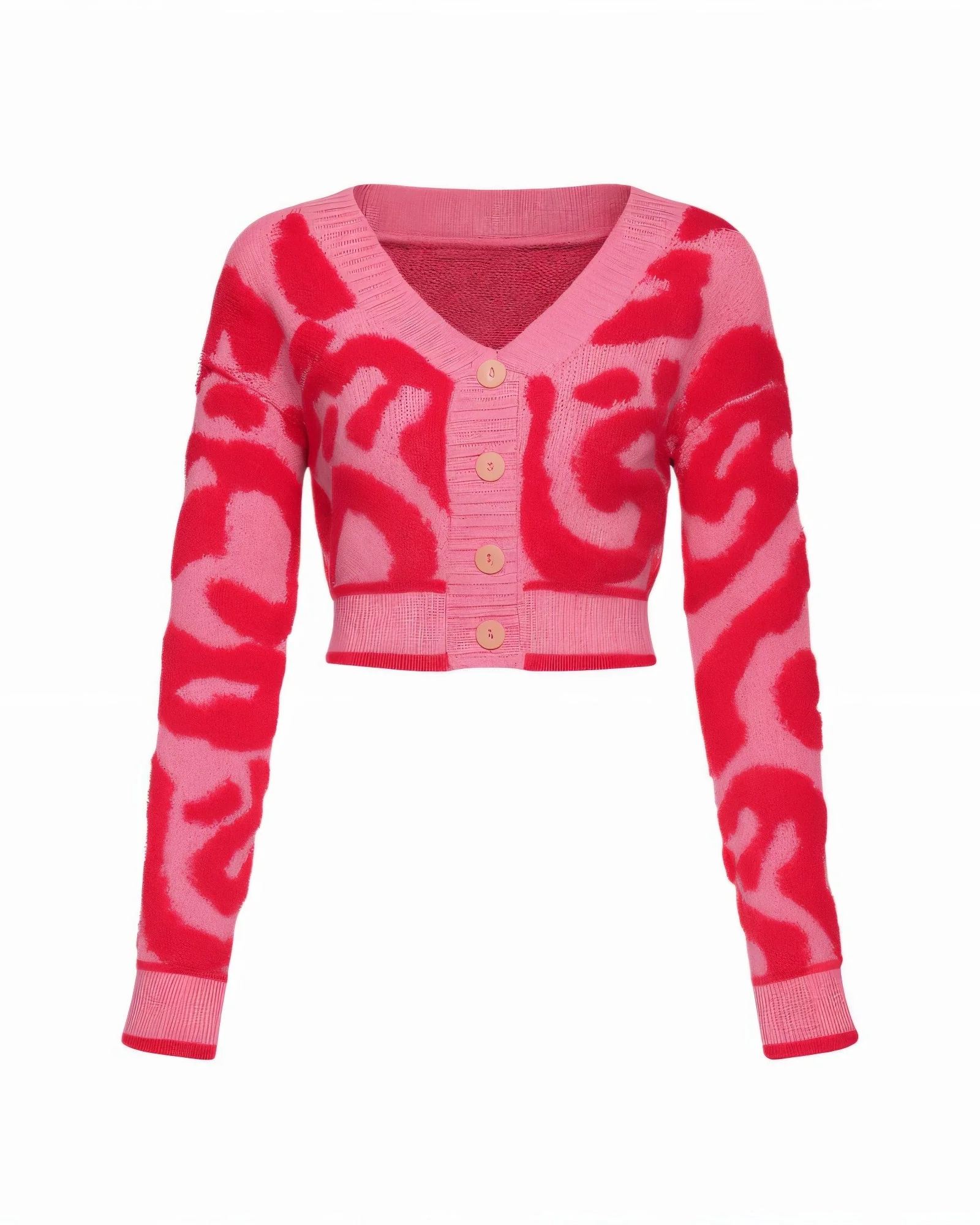 JAYA Cropped Abstract Print Knit Cardigan - Image 5