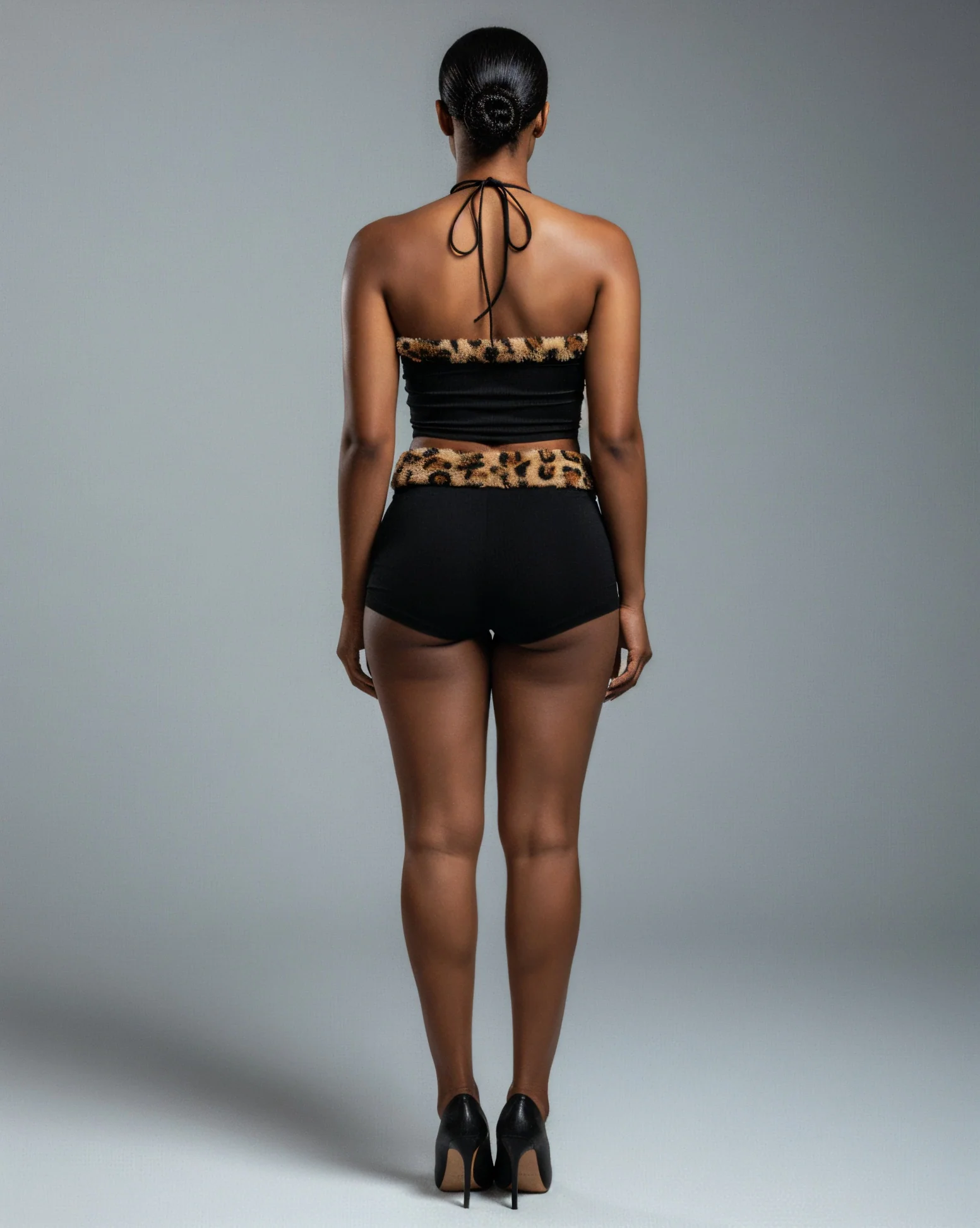 JENNY Leopard Fur Trim Top & Shorts Set - Image 4