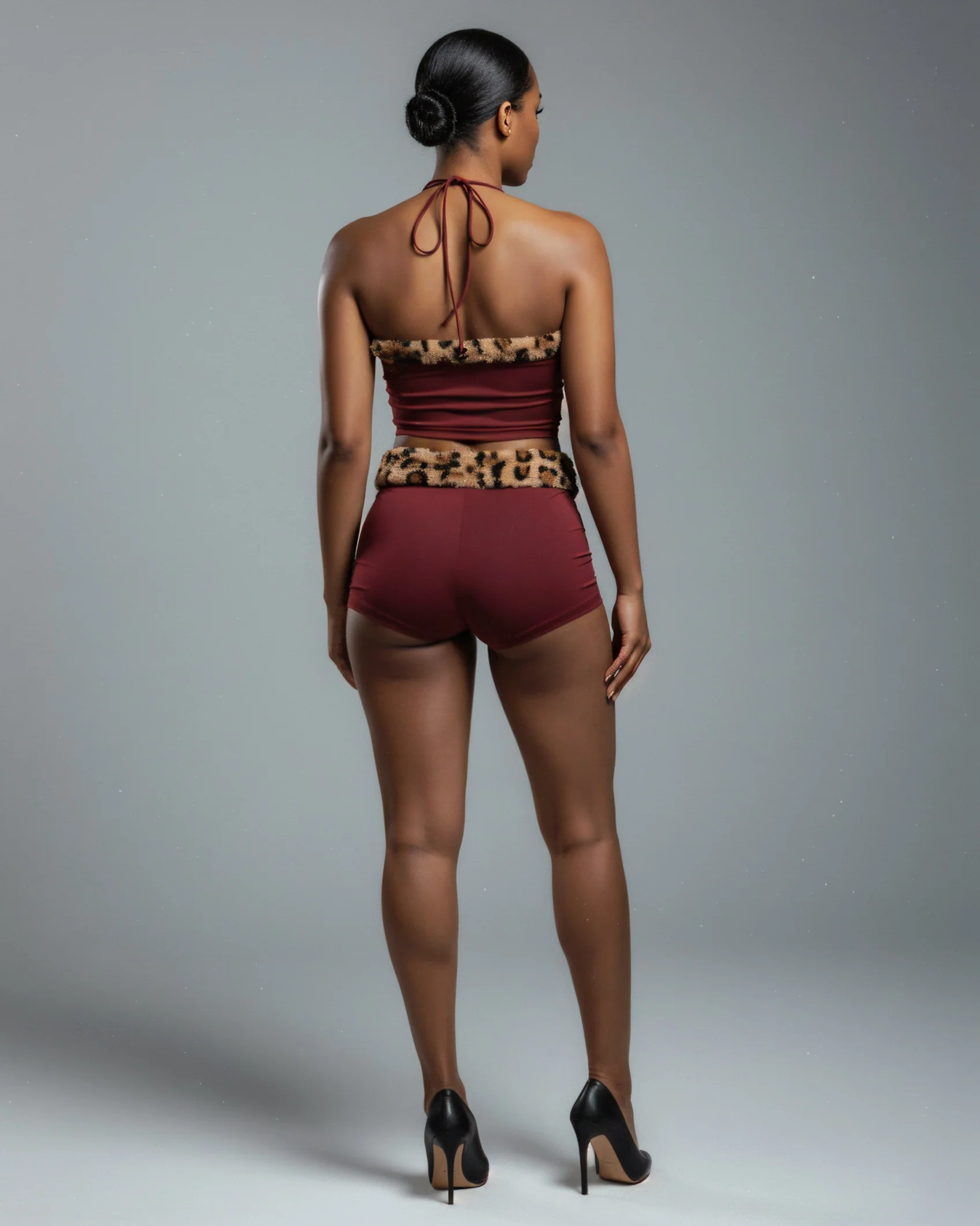 JENNY Leopard Fur Trim Top & Shorts Set - Image 8