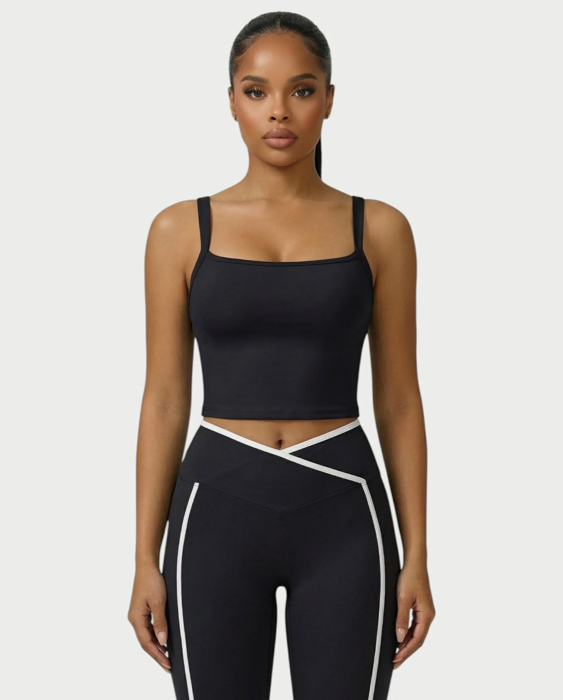 JINYA Padded Square-Neck Active Crop Top - Image 21