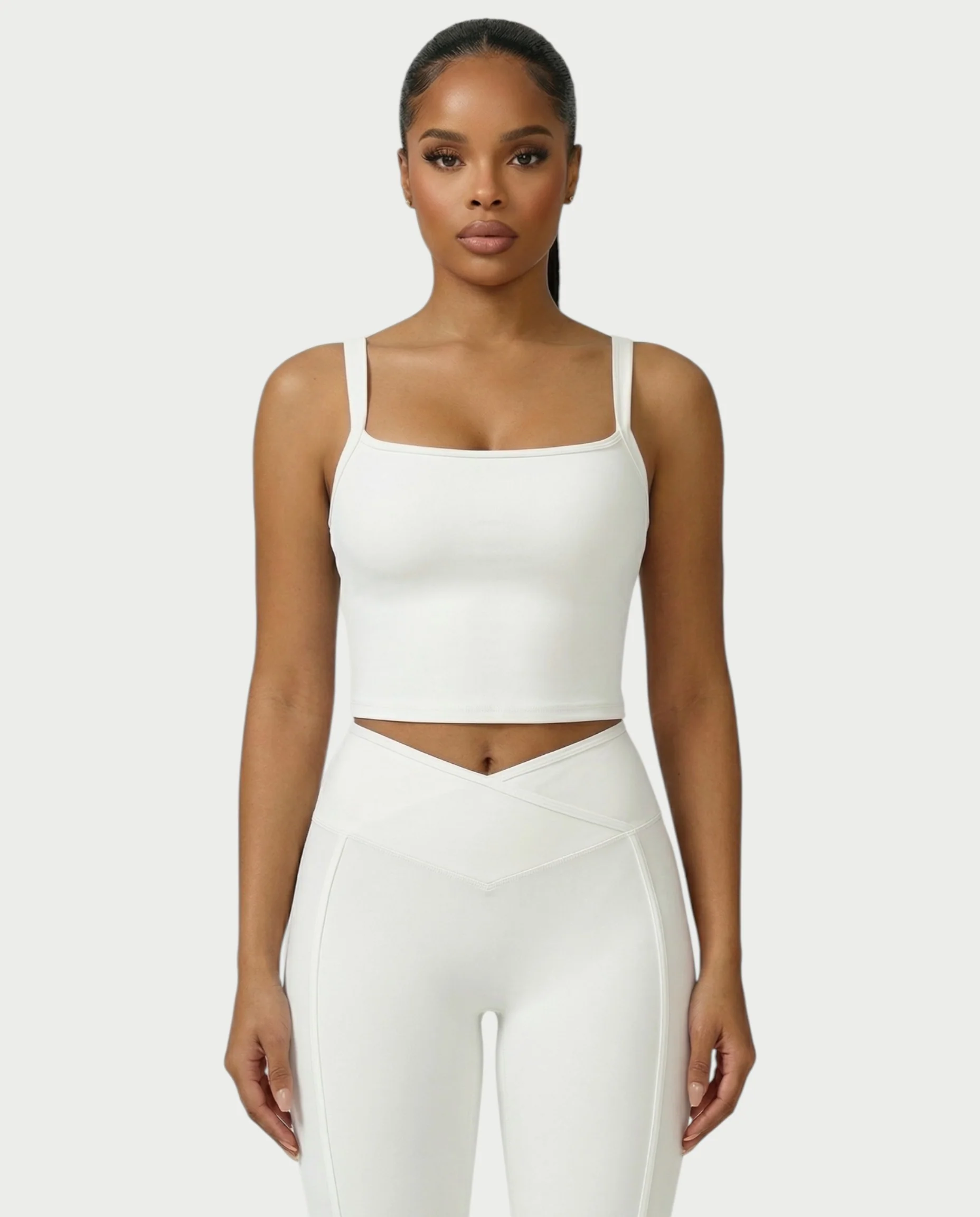 JINYA Padded Square-Neck Active Crop Top - Image 26