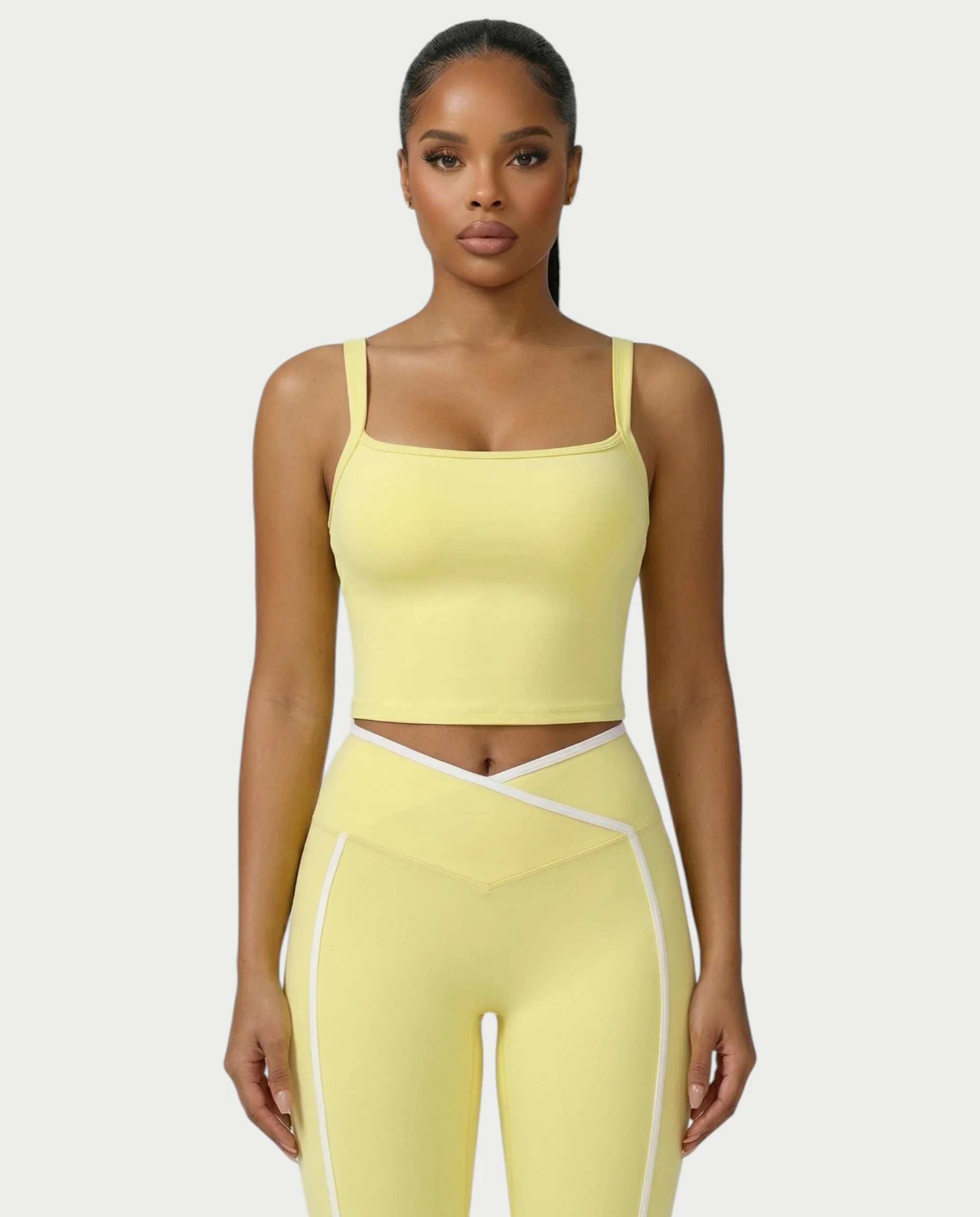 JINYA Padded Square-Neck Active Crop Top - Image 31