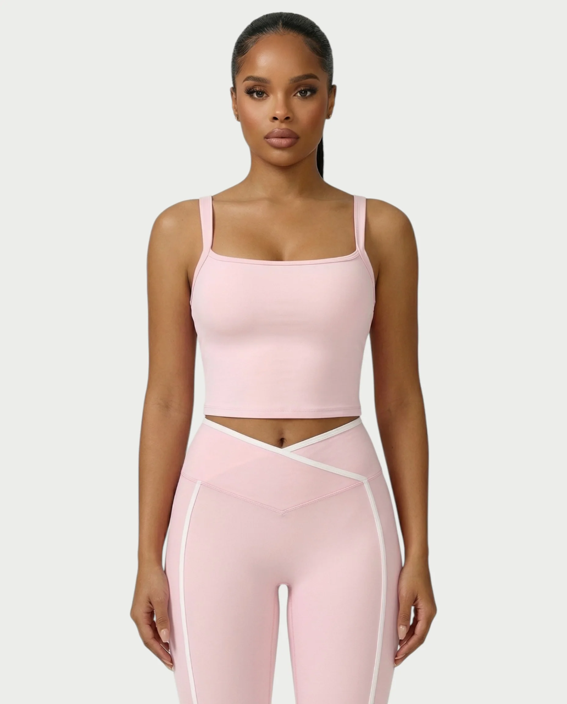 JINYA Padded Square-Neck Active Crop Top - Image 36