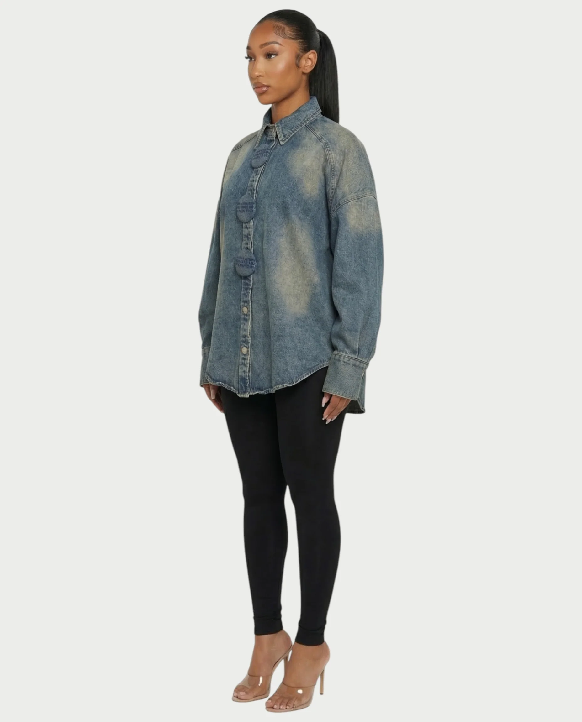 JOVIE Washed Denim Oversized Shirt Jacket - Image 3
