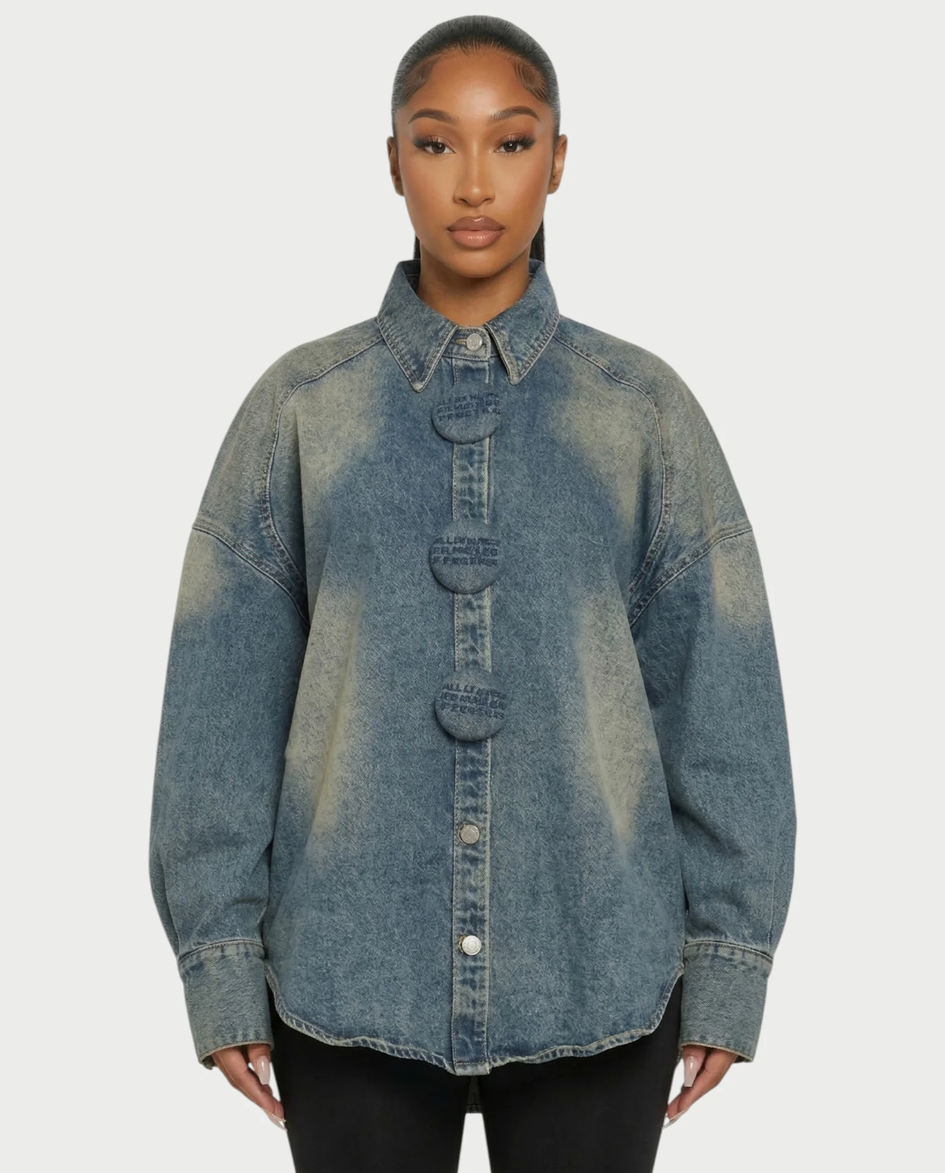 JOVIE Washed Denim Oversized Shirt Jacket - Image 4