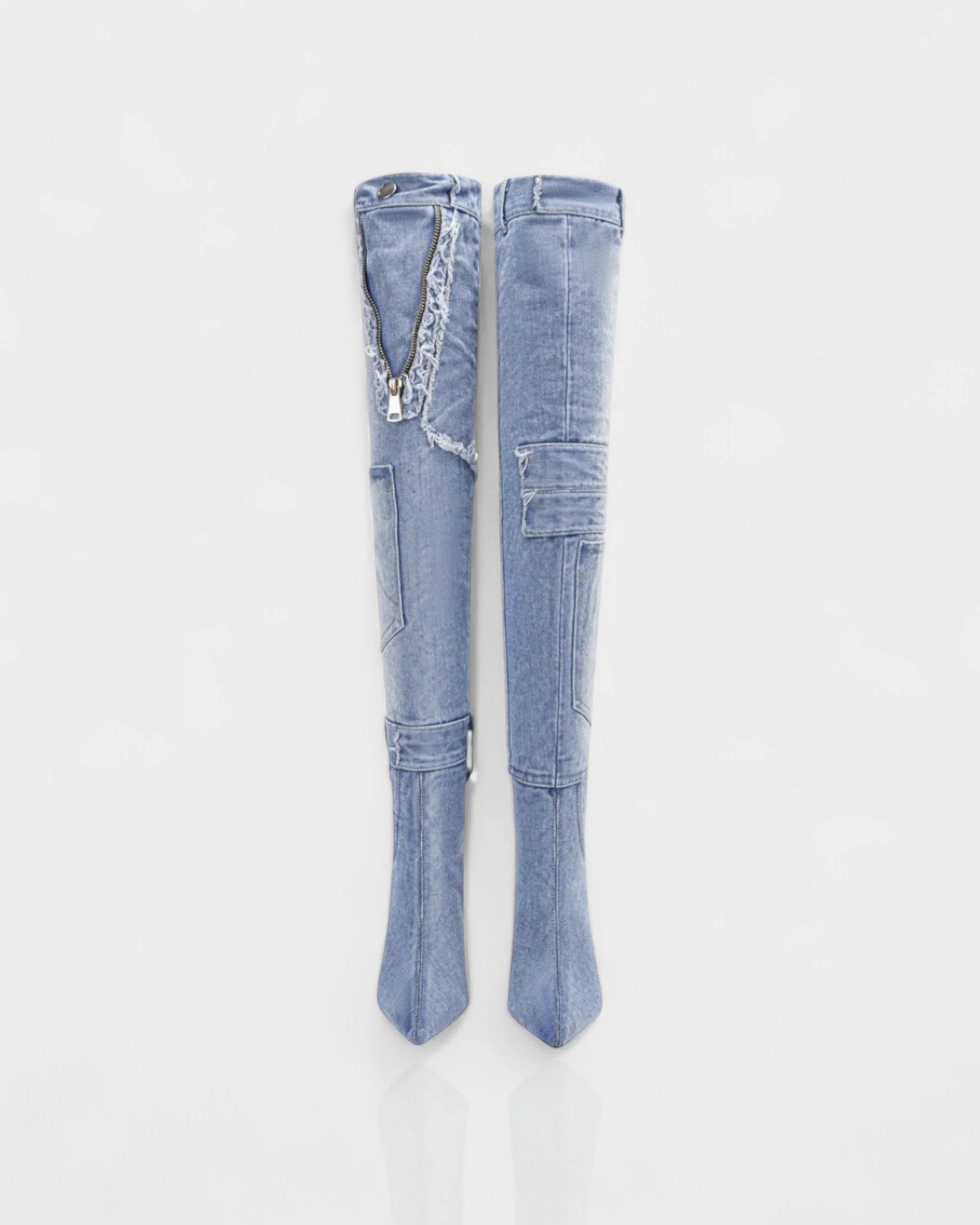 KACY Denim High-Rise Stiletto Boots - Image 3