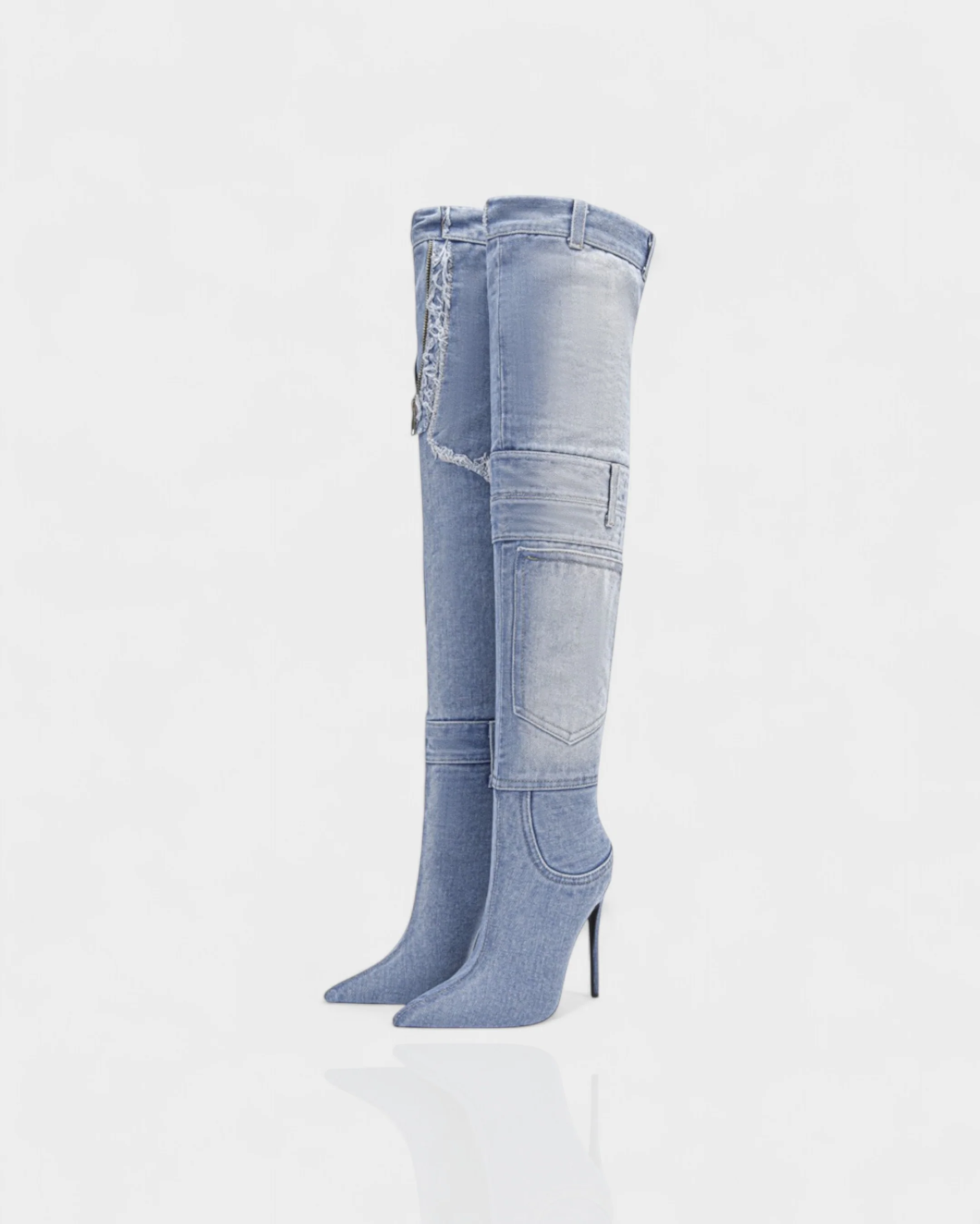 KACY Denim High-Rise Stiletto Boots - Image 4