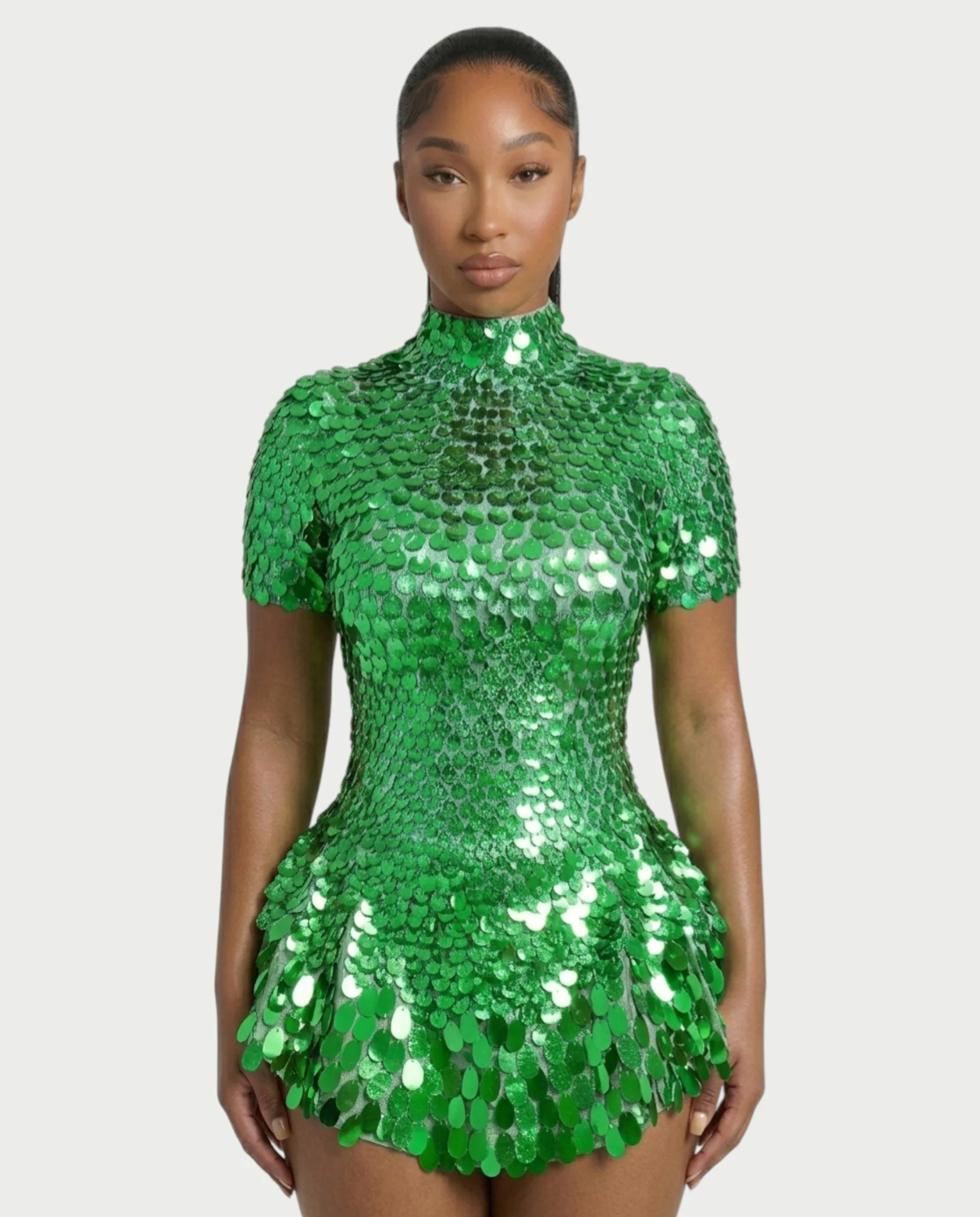 KAIRIE Sequin Scallop Mini Dress - Image 34