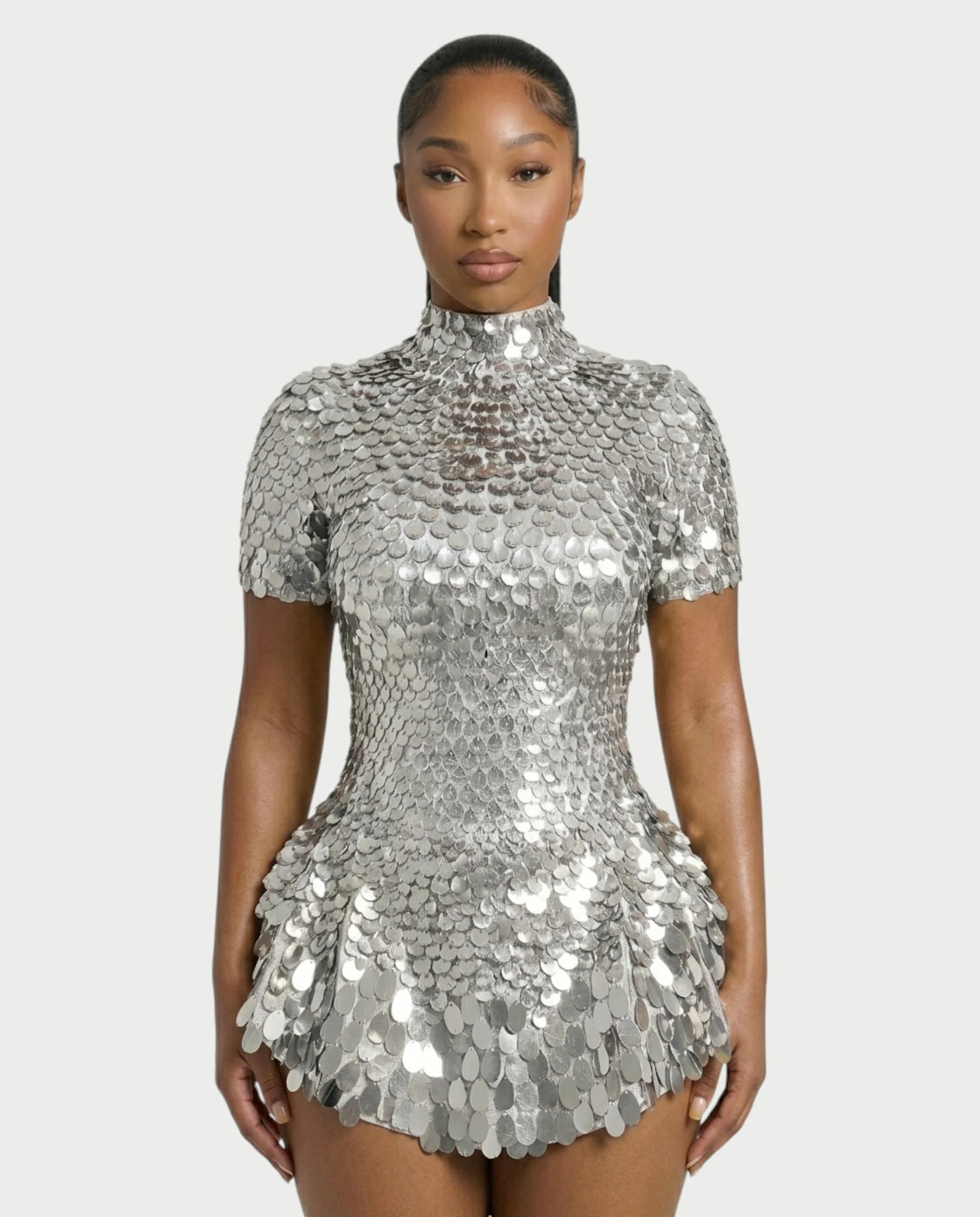 KAIRIE Sequin Scallop Mini Dress - Image 4
