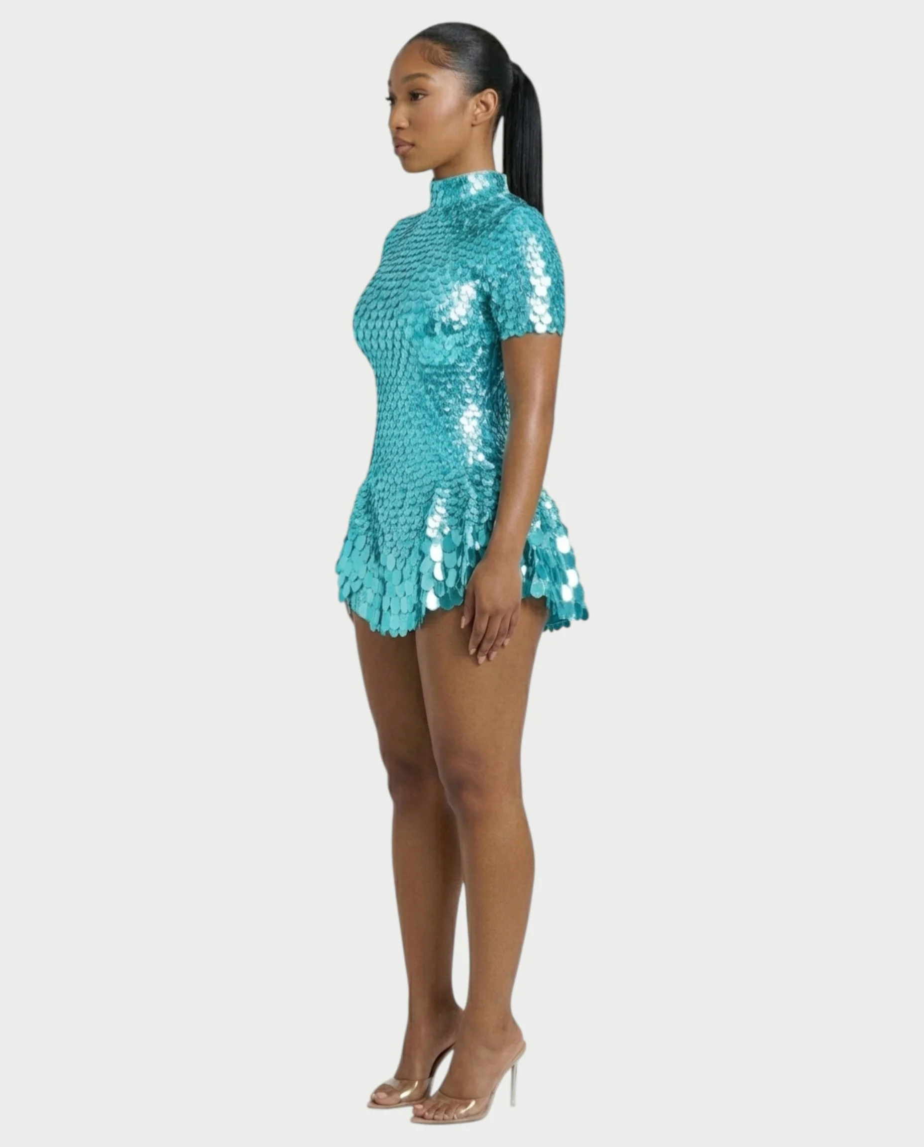 KAIRIE Sequin Scallop Mini Dress - Image 43