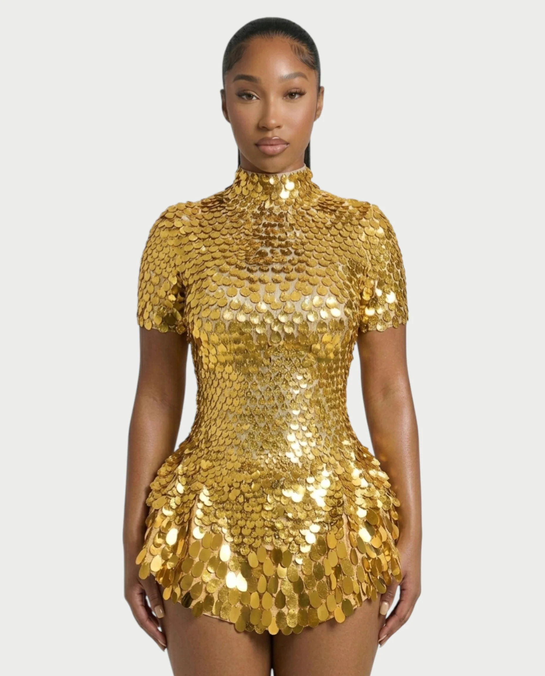 KAIRIE Sequin Scallop Mini Dress - Image 9