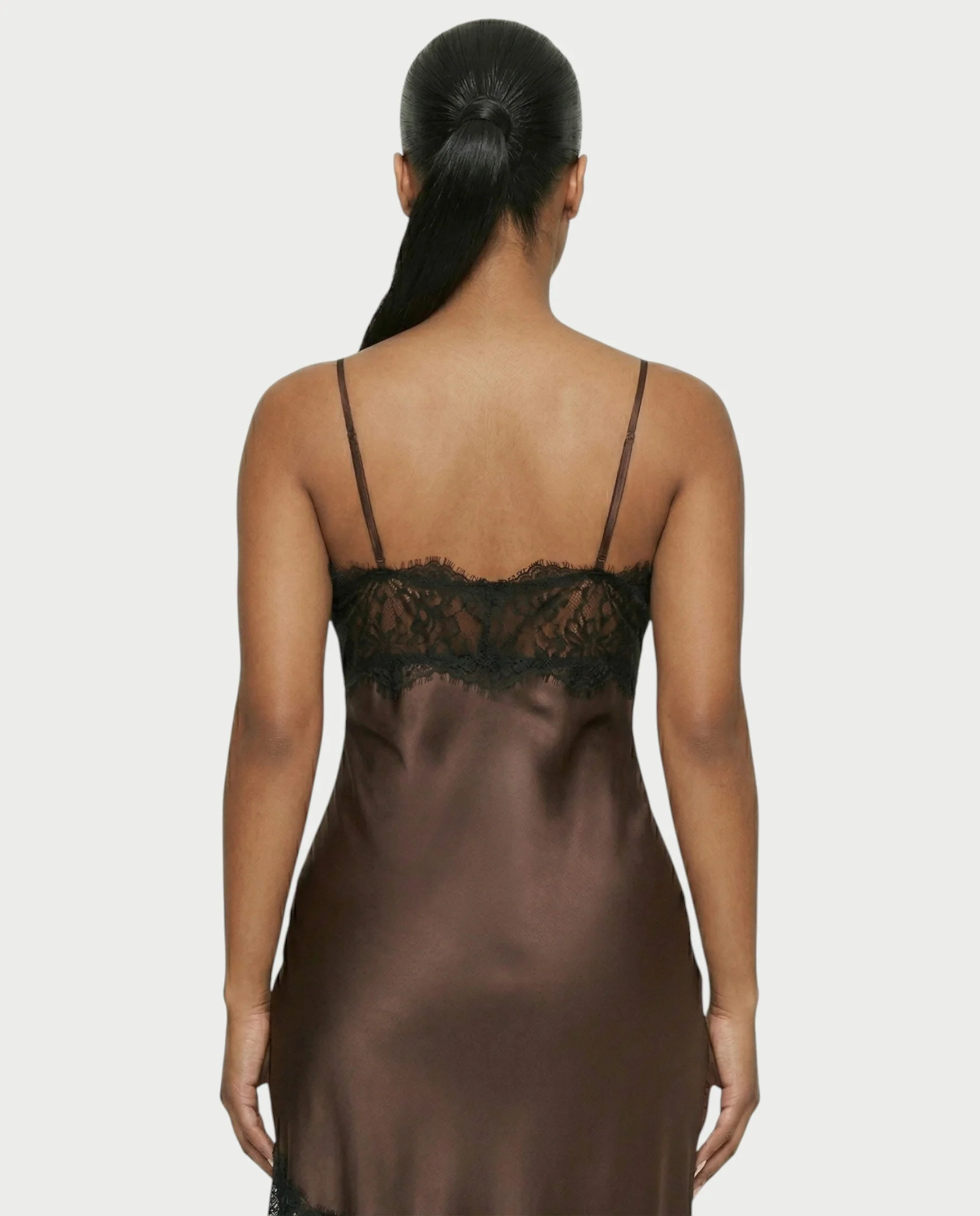 KARISA Sheer Lace Satin Midi Dress - Image 10