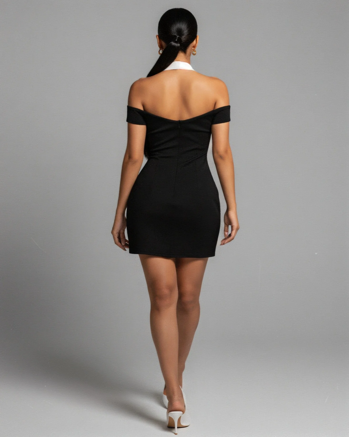 KATHERINE Off-Shoulder Halter Mini Dress - Image 4