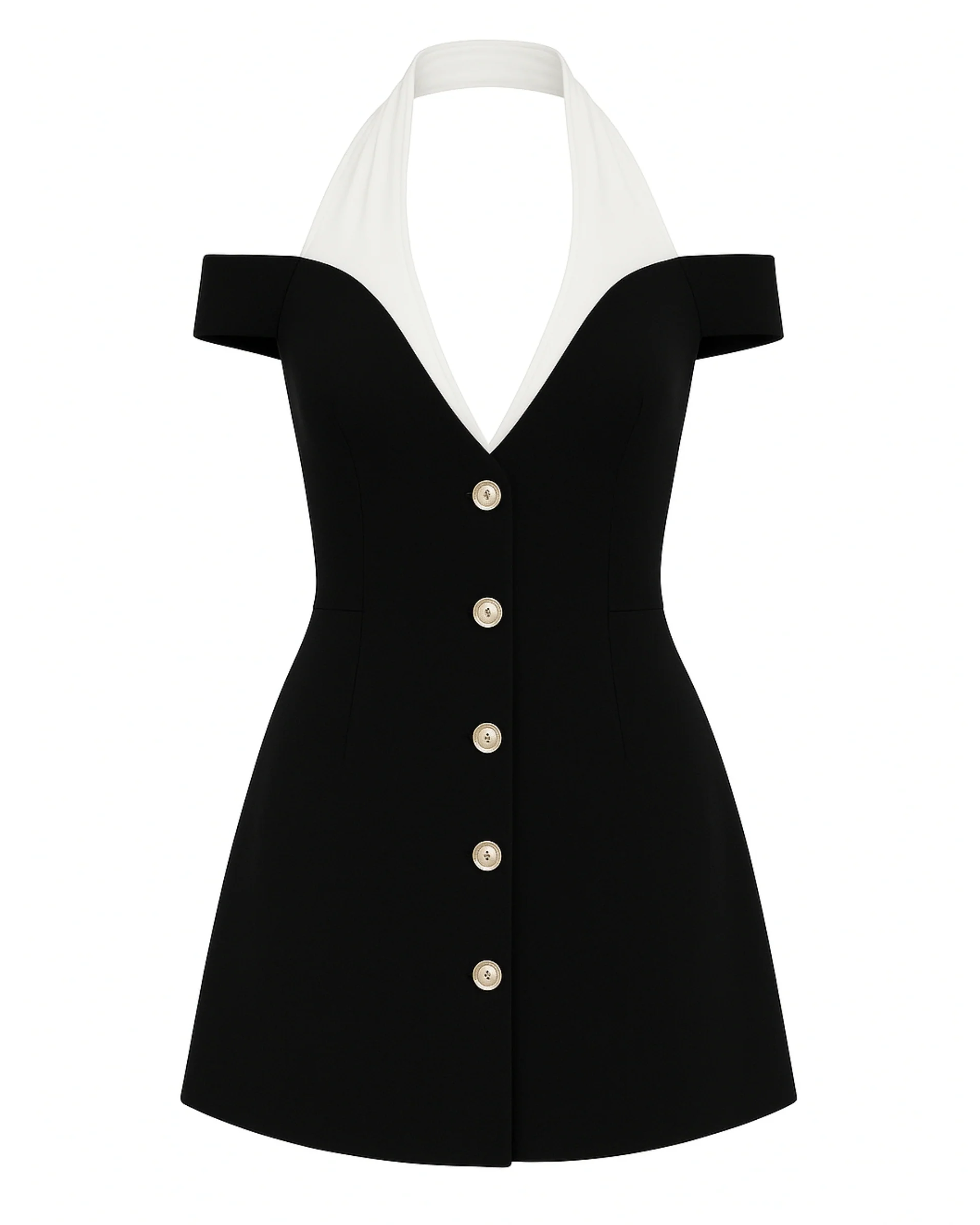 KATHERINE Off-Shoulder Halter Mini Dress - Image 5